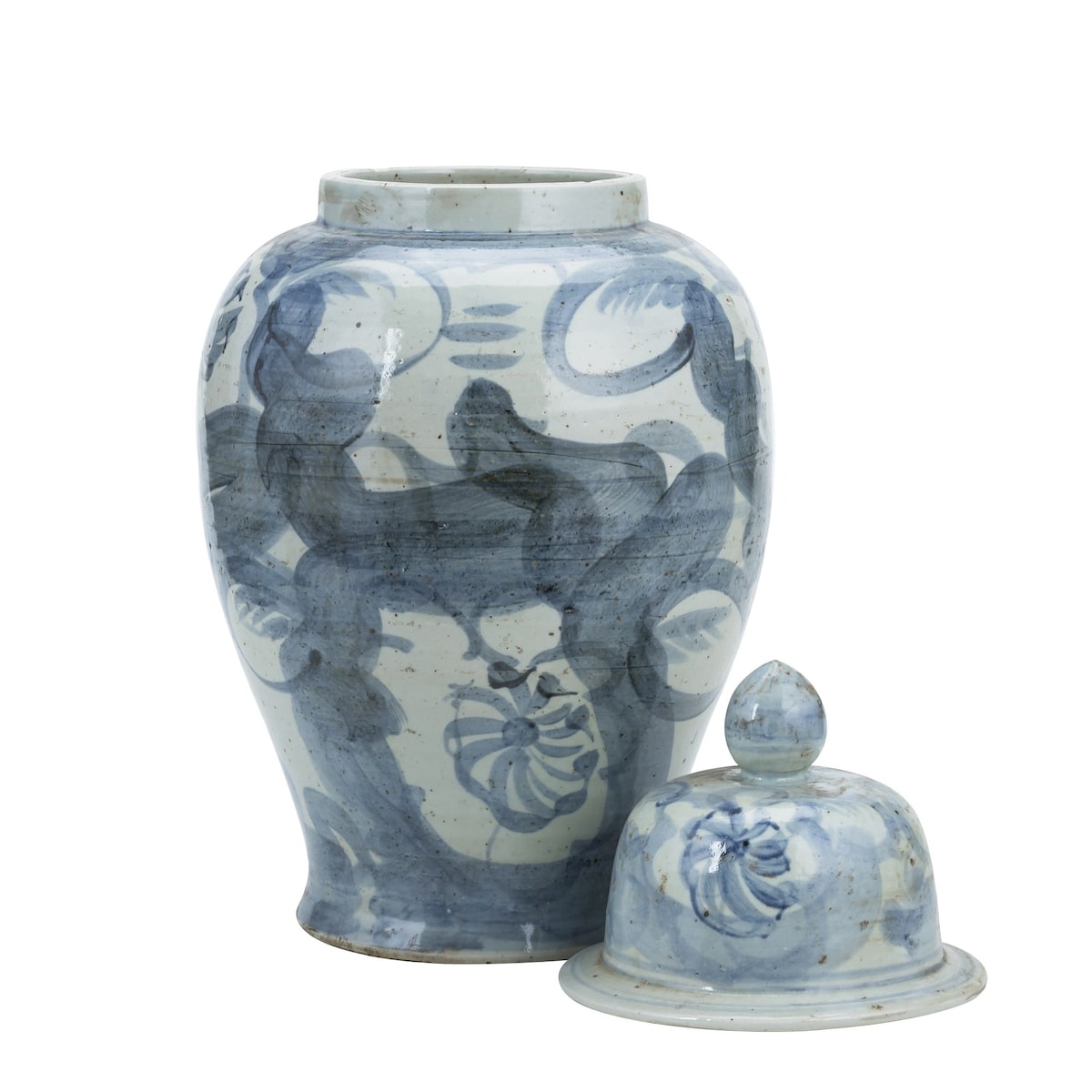 Blue And White Porcelain Silla Flower Temple Jar