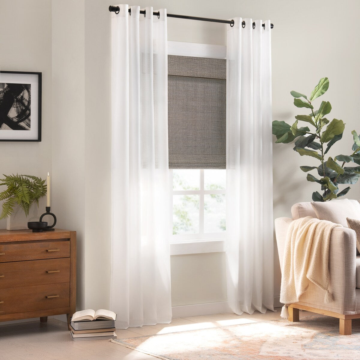 Eclipse Bamboo Cordless Light Filtering Privacy Roman Shade