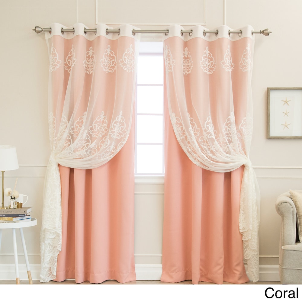 Aurora Home Mix & Match Agatha Sheer and Blackout 4 Piece Curtain Set