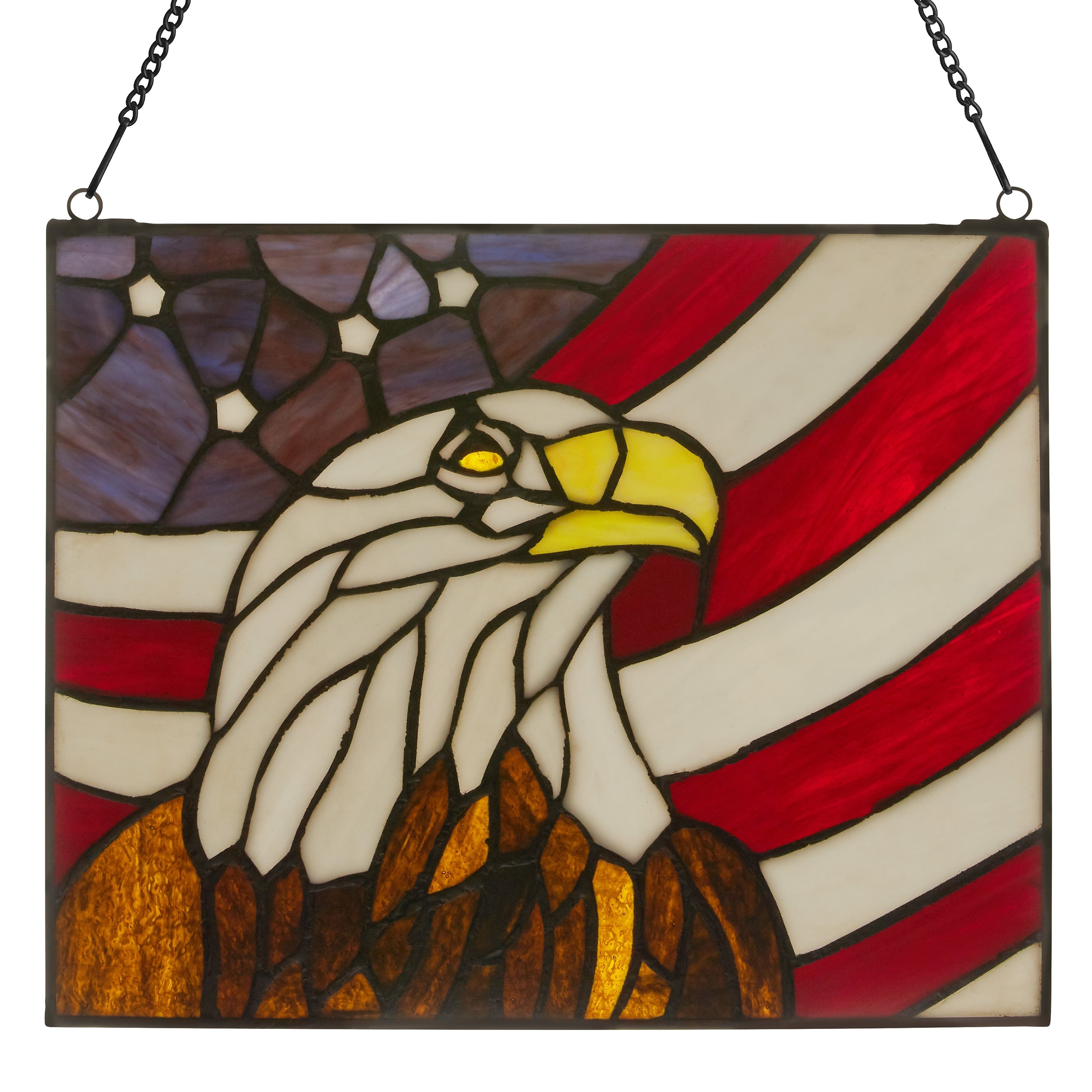 River of Goods Bald Eagle Stars and Stripes River of Goods Stained Glass Window Panel - 12 x 0.25 x 9.5