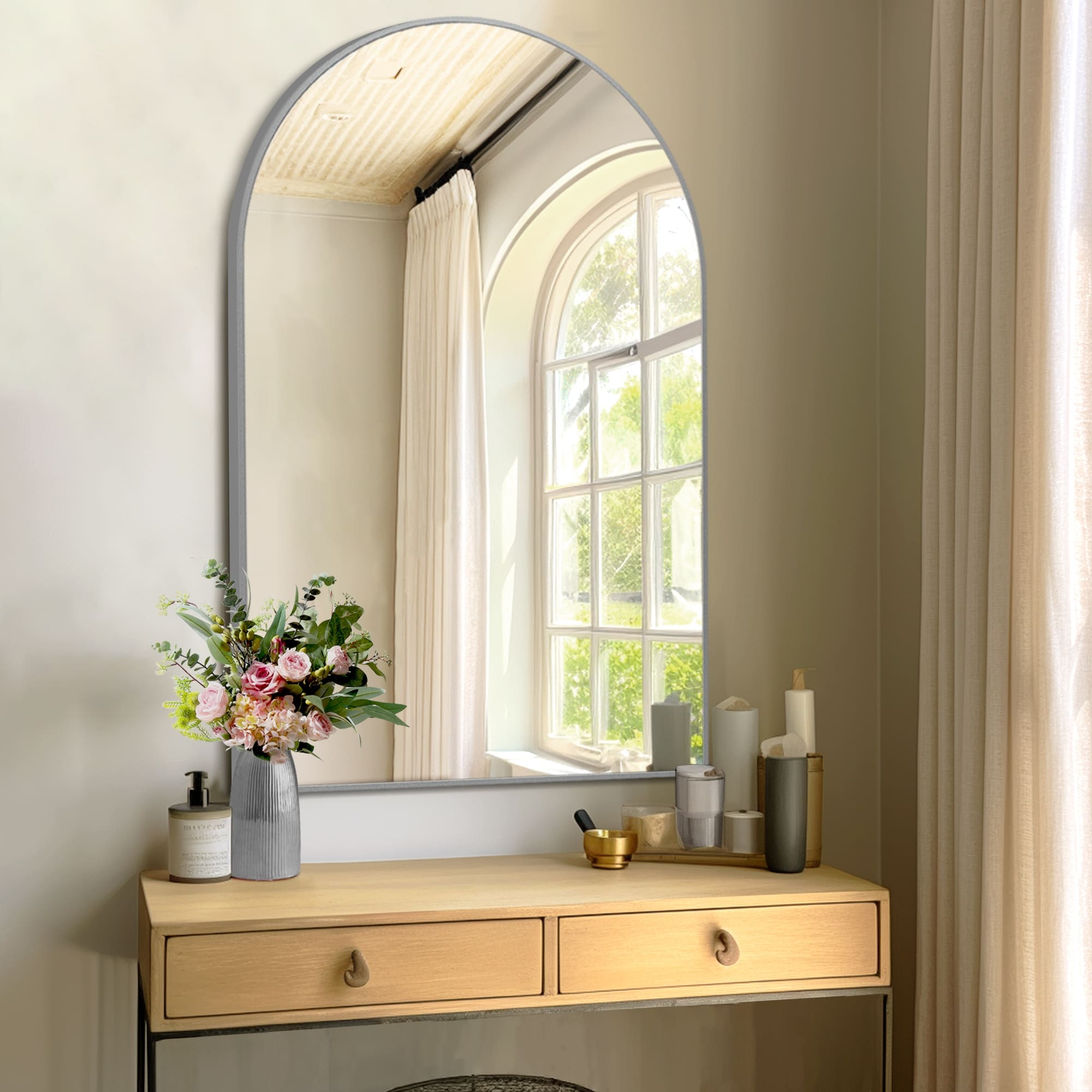 35.9x 23.9Arched Bathroom Mirror,Wall Mounted Mirror,Vanity Mirror,for Bedroom,Entryway