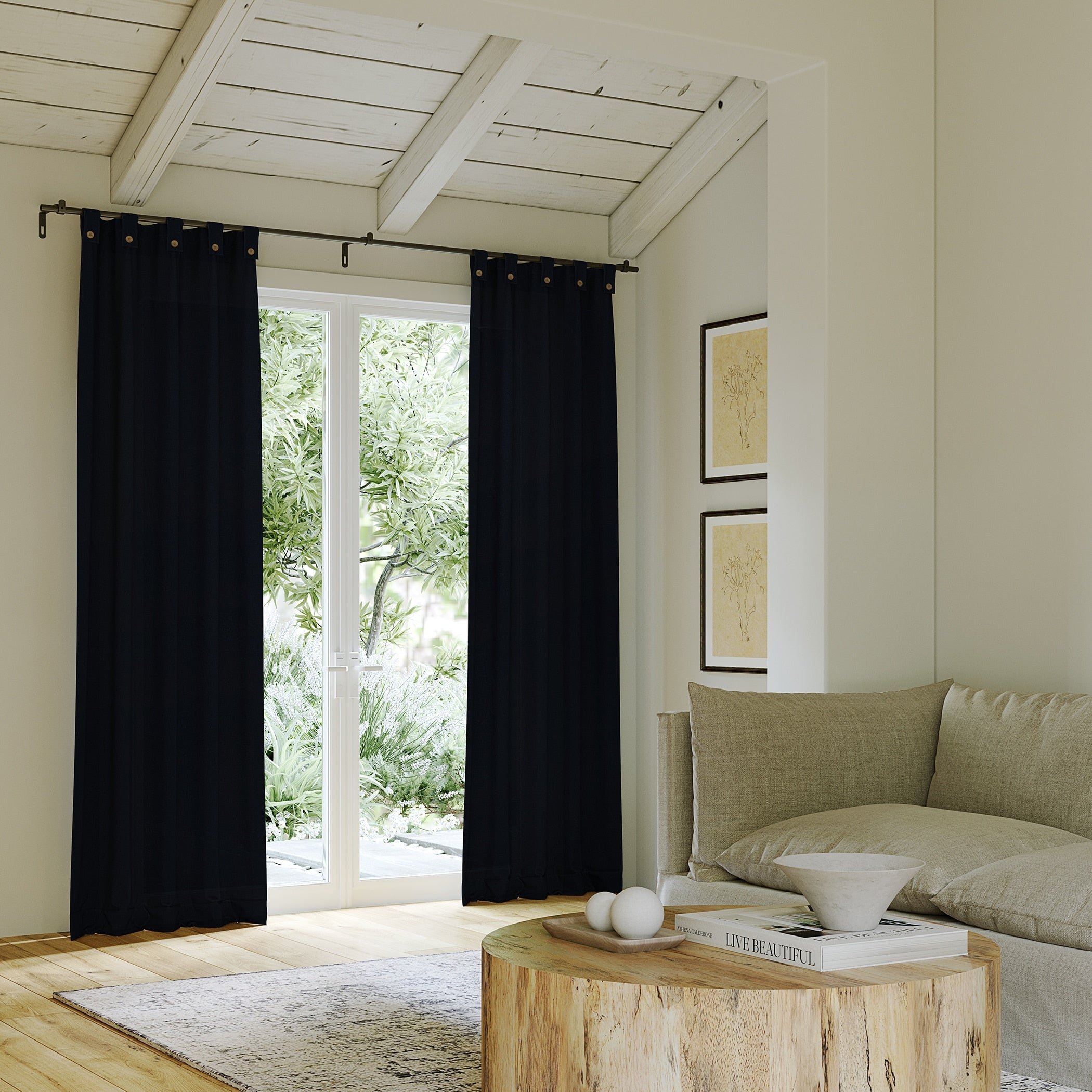 Archaeo Cotton Blend Button Tab Top Curtain, Single Panel