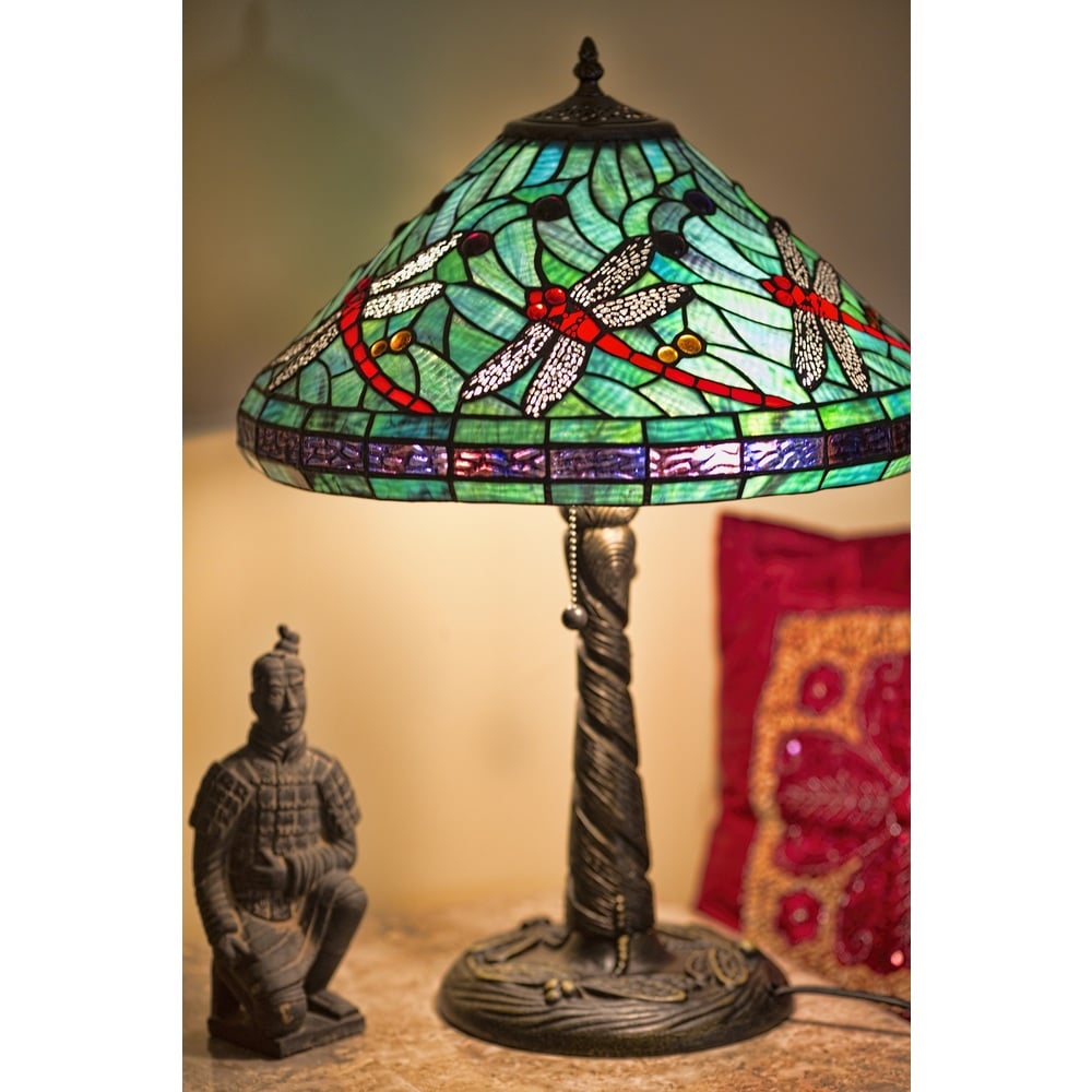 Tiffany Style Turquoise Blue Dragonfly Table Lamp