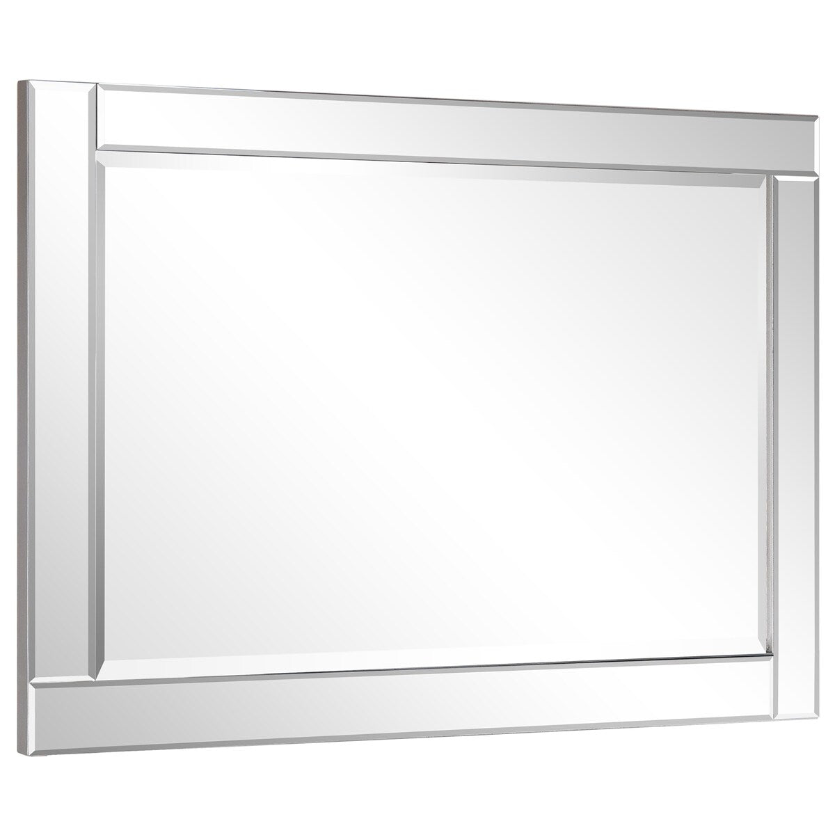 Beveled Rectangle Wall Mirror,Solid Wood Frame,1-Beveled Center, Bathroom,Bedroom,Living Room,Ready to Hang - Clear