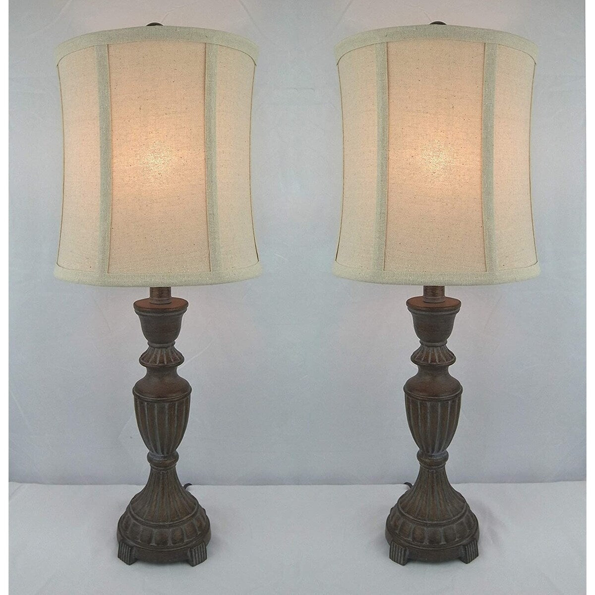 25 inch Rustic Whitewashed Finish Table Lamps - Set of 2