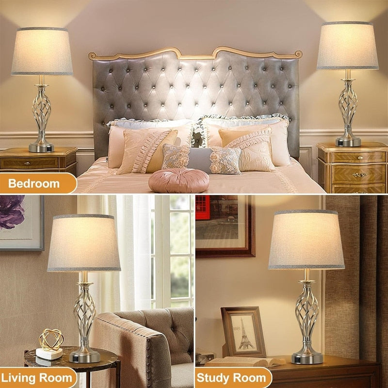 Modern Bedside Lamp Bedroom Table Lamp (Set of 2) - 12D x 12W x 23.8H