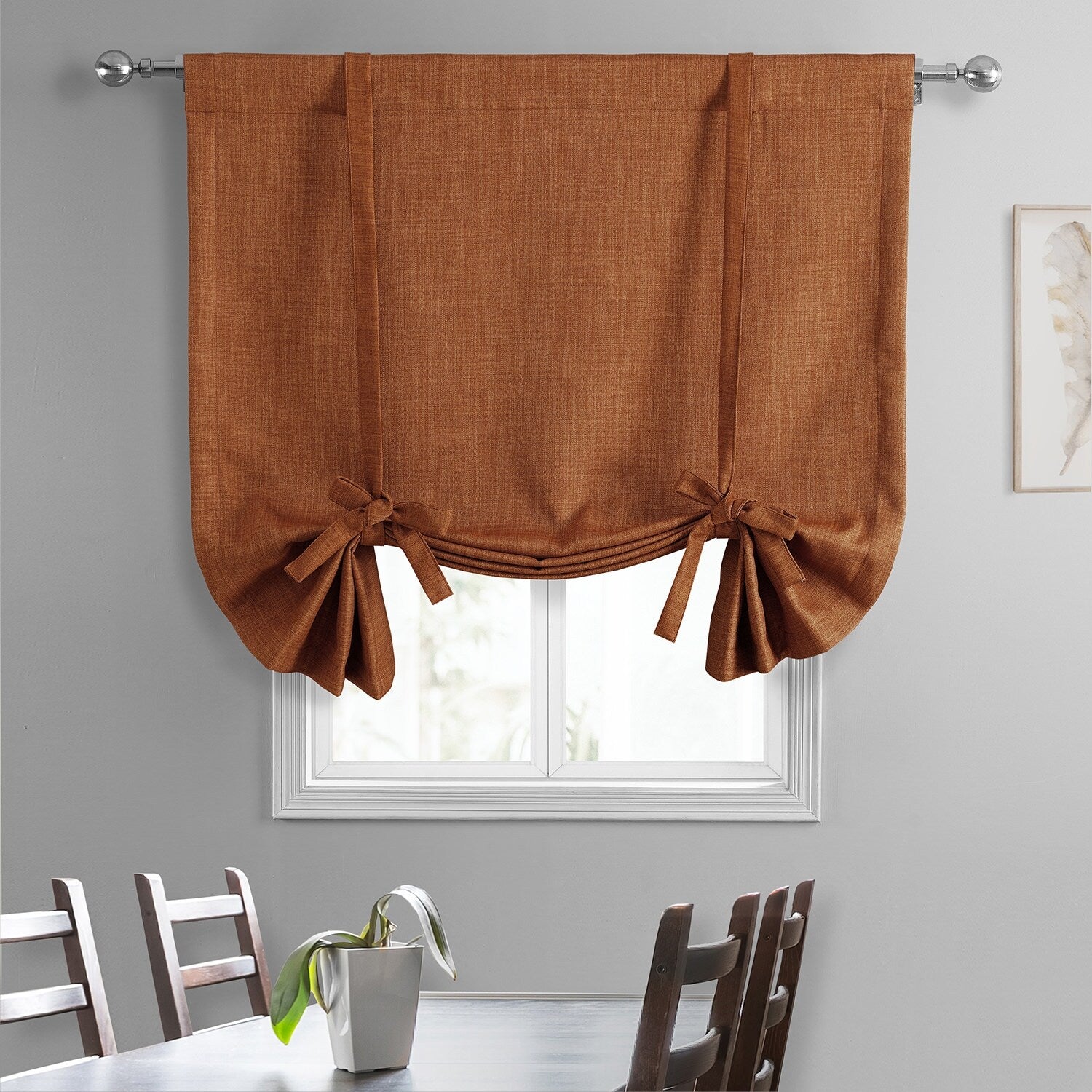 Exclusive Fabrics Faux Linen Room Darkening Tie-Up Window Shade (1 Panel)