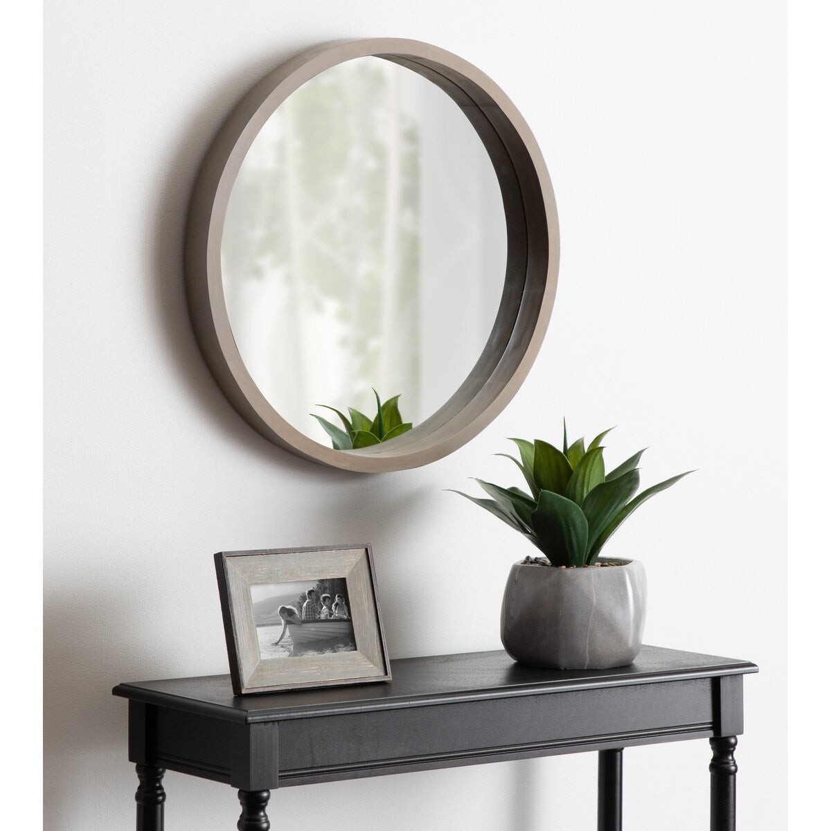 Hutton Round Decorative Wood-framed Wall Mirror