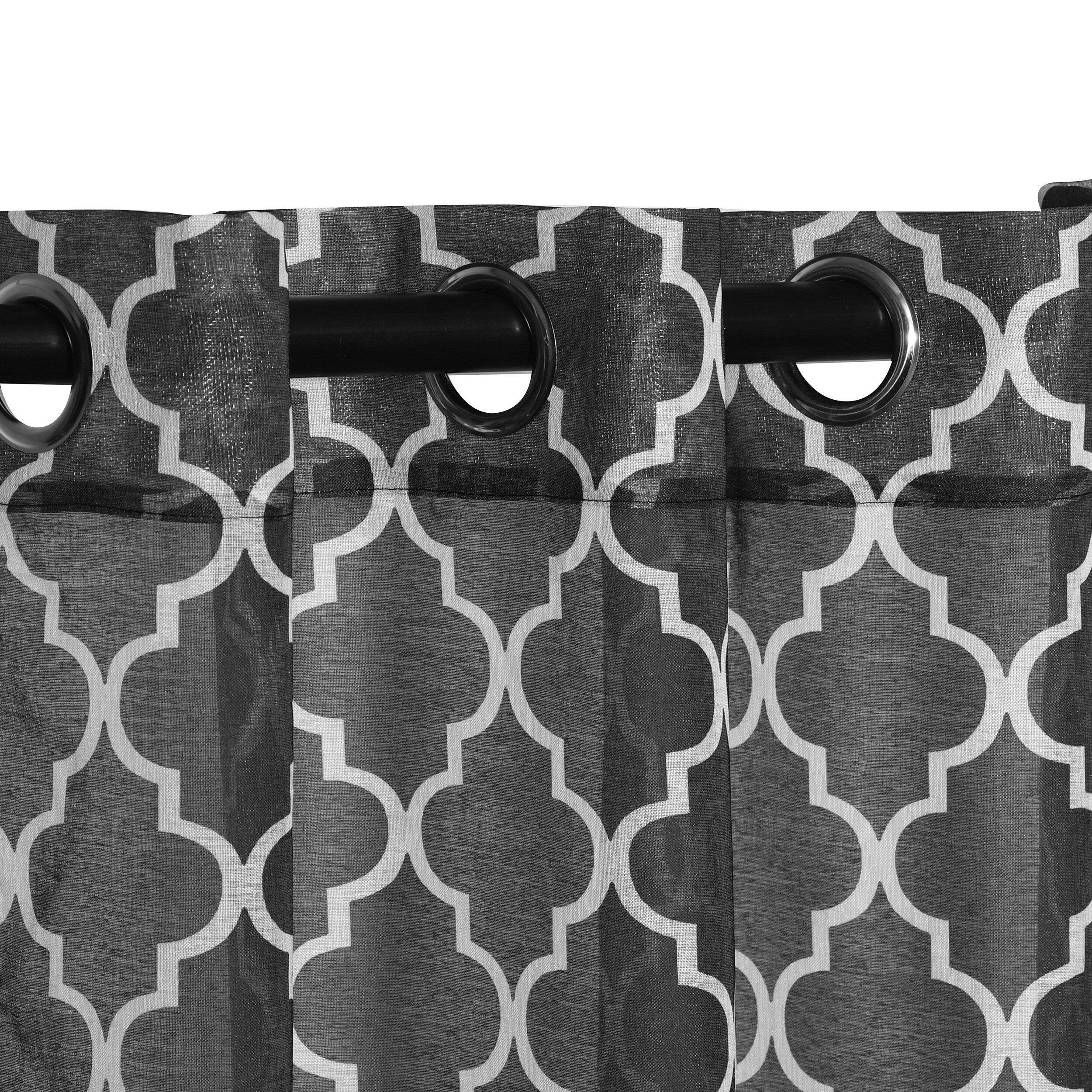 Superior Printed Trellis Sheer Grommet Curtain Panel - (Set of 2)