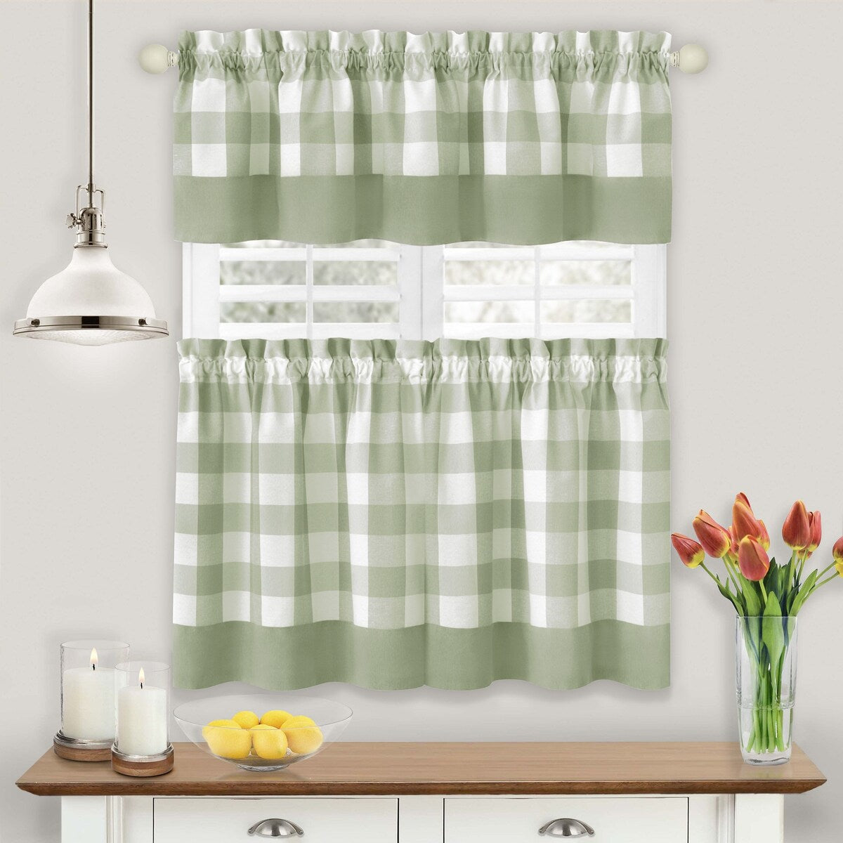 Hunter Window Curtain Tier Pair and Valance Set