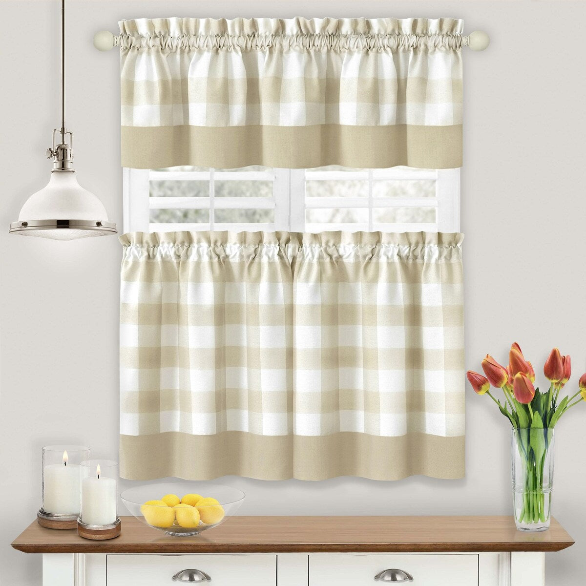 Hunter Window Curtain Tier Pair and Valance Set