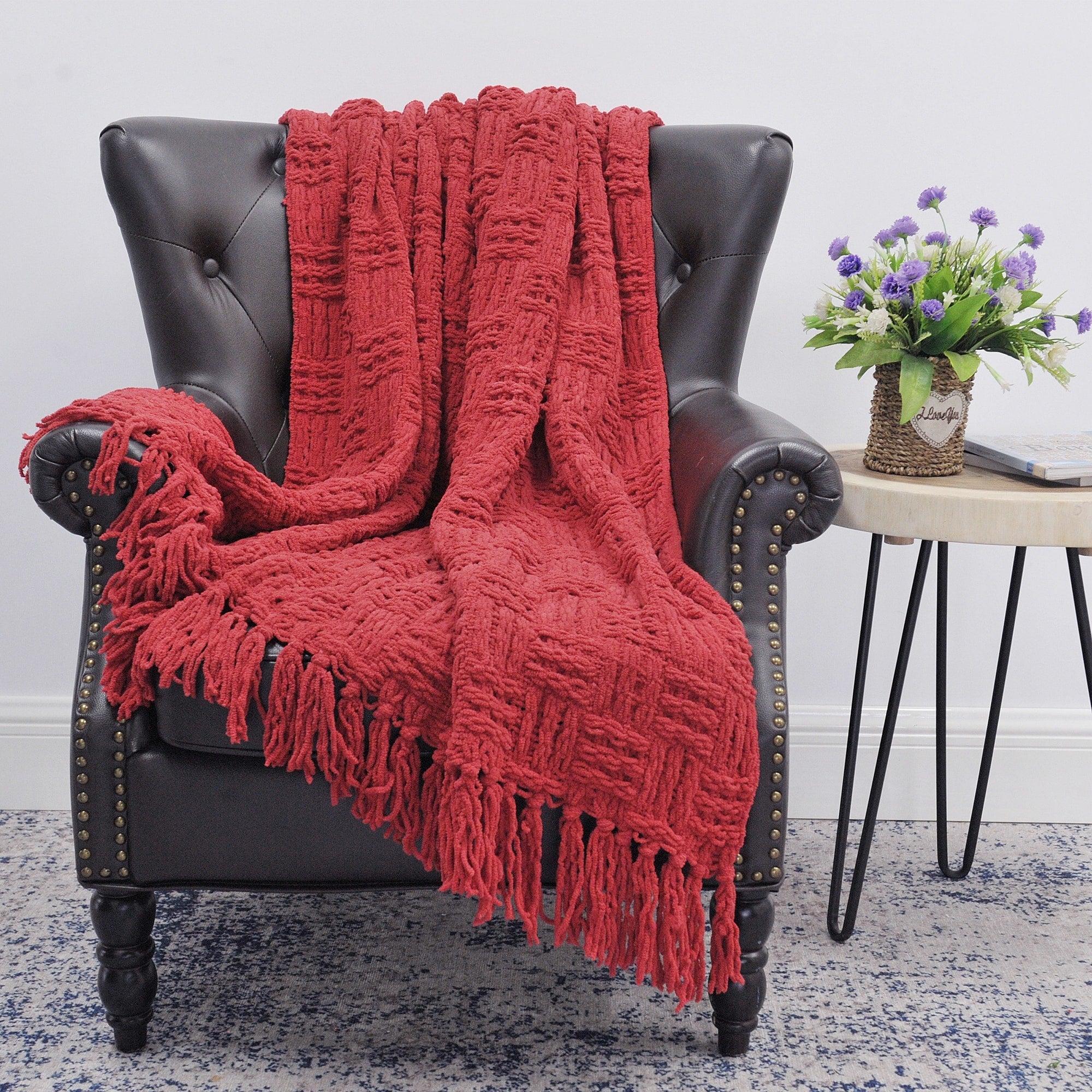 Cable Knitted Couch Cover Throw Blanket