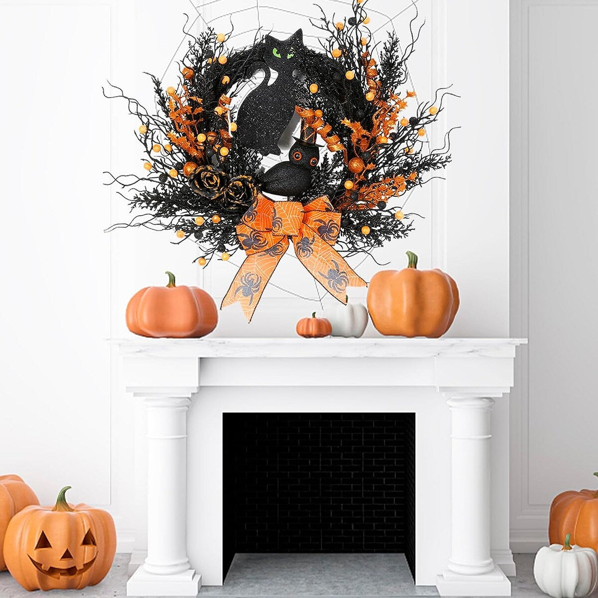 Halloween Artificial Wreath Owl