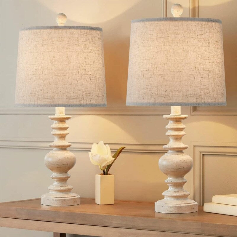 20 Nightstand Table Lamps, Set of 2, Vintage Side Table Table Lamps - 10D x 10W x 20H