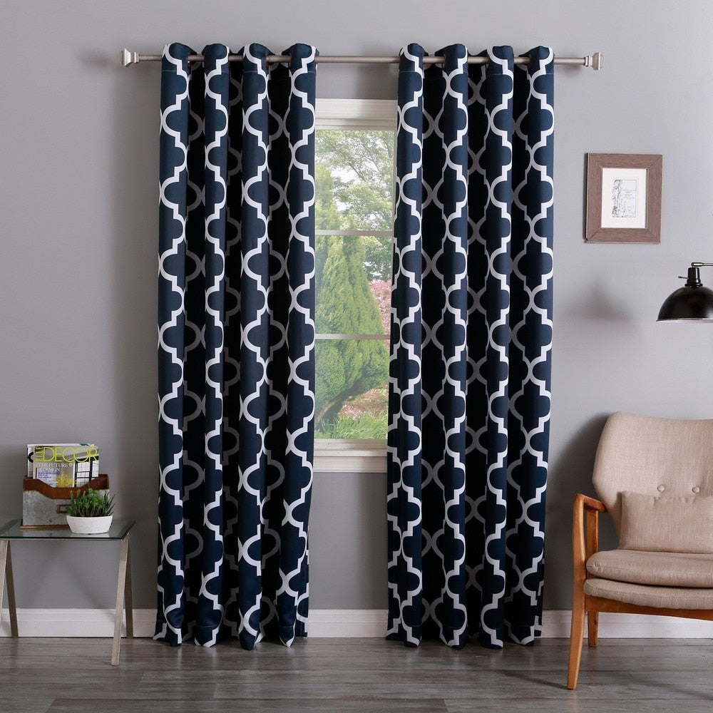 Aurora Home Moroccan Tile Room Darkening Grommet Top 84-inch Curtain Panel Pair - 52 x 84