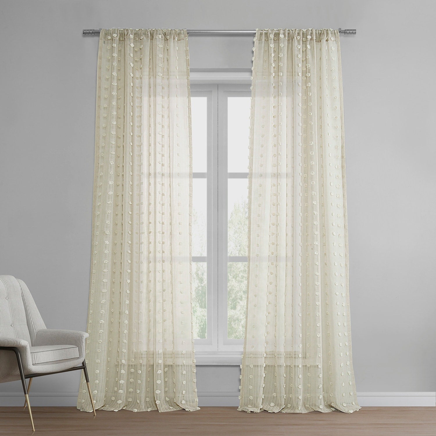 Exclusive Fabrics Strasbourg Dot Patterned Faux Linen Sheer Curtain (1 Panel)