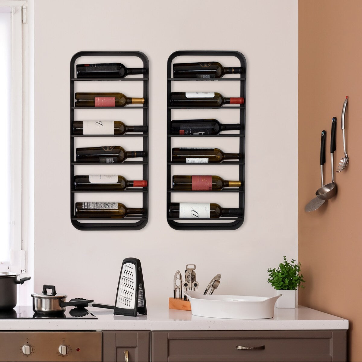 Kate and Laurel Armenta Metal Wall Hanging Wine Rack - 13x30