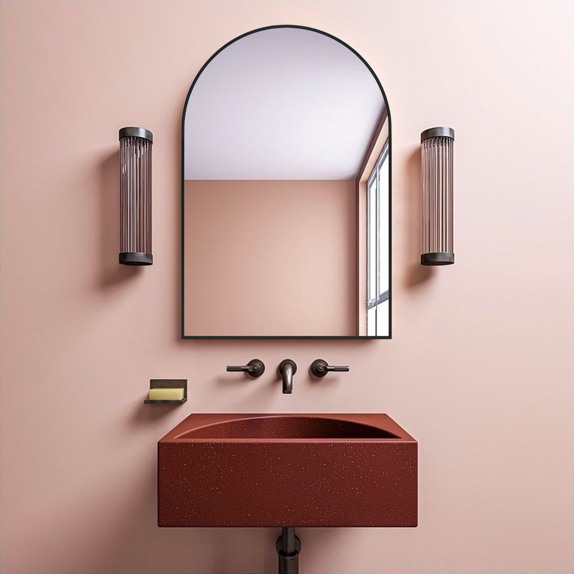 35.9x 23.9Arched Bathroom Mirror,Wall Mounted Mirror,Vanity Mirror,for Bedroom,Entryway