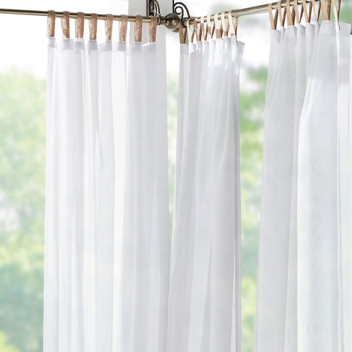 Darien Solid Indoor/Outdoor Sheer Velcro Tab Top Single Window Curtain Panel