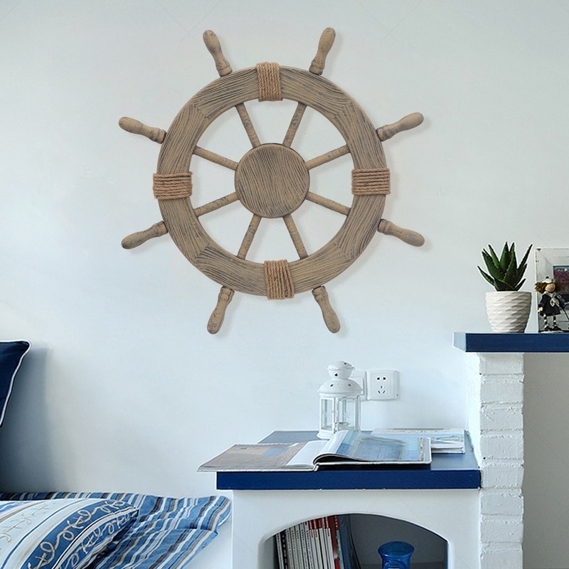 Adeco Large Marine Ship Wheel Nautical Decor