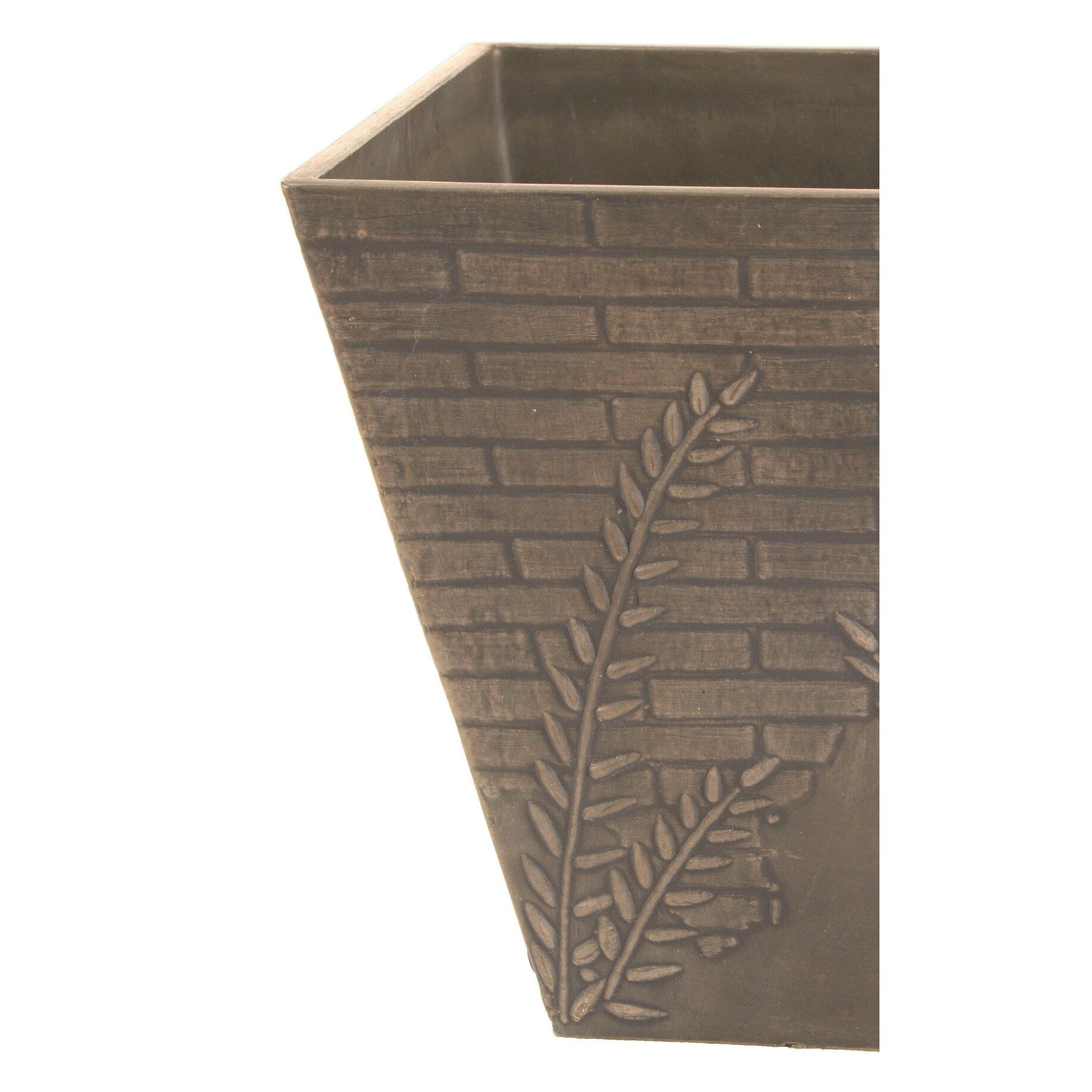 Fern Brick Square 11.8 in. L x 11.8 in. W x 11.8 in. H Indoor/Outdoor Resin Decorative Planter (2-Pack)