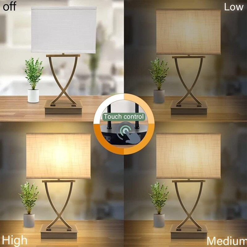 21.38 Bedside Bedside Lamp 3 Way Dimmable Touch Control Desk Lamp - 7D x 12.2W x 21.26H