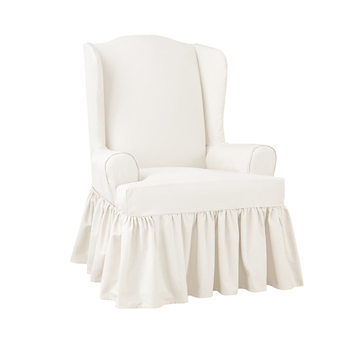 SureFit Essential Twill 1 Piece Wing Chair Slipcover