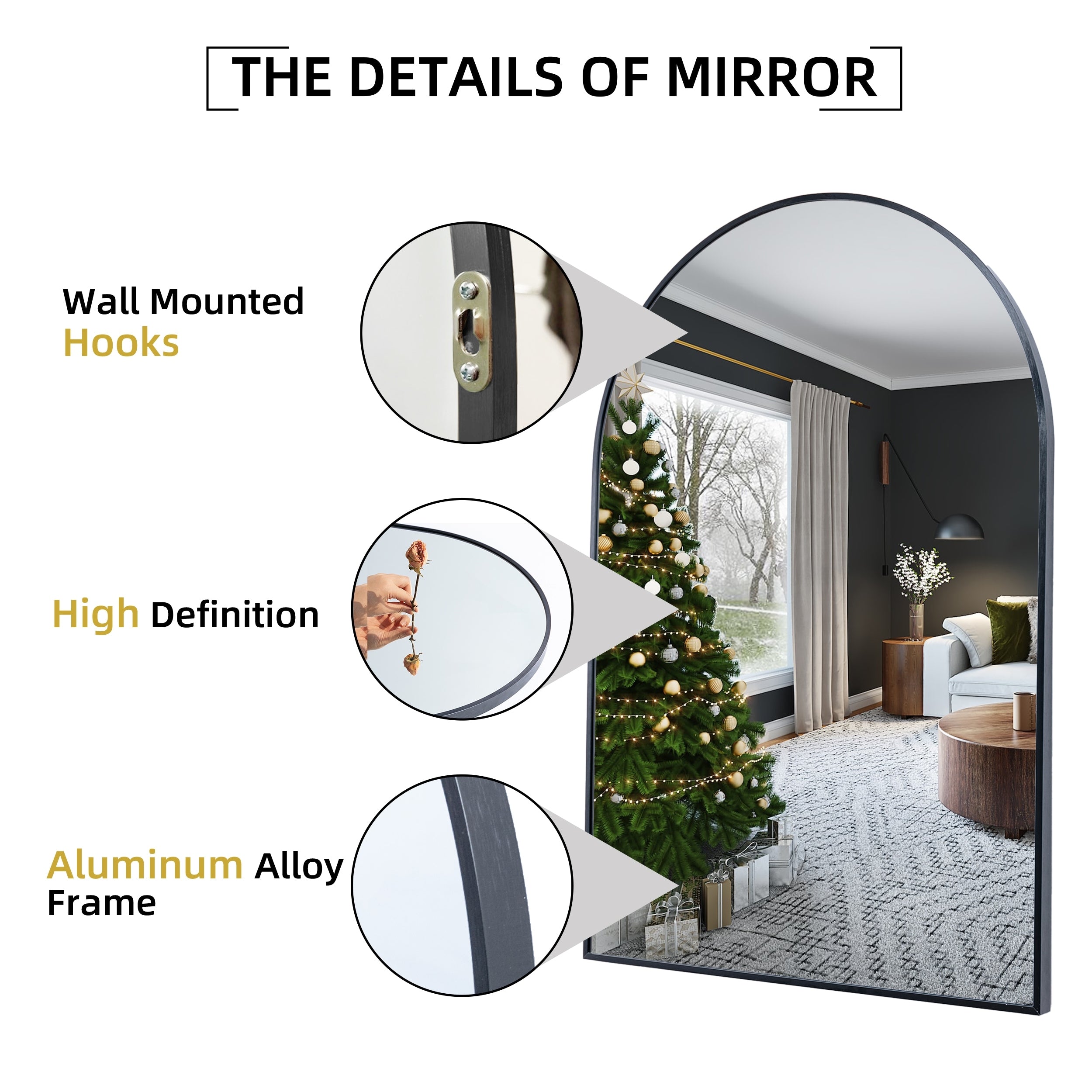 35.9x 23.9Arched Bathroom Mirror,Wall Mounted Mirror,Vanity Mirror,for Bedroom,Entryway