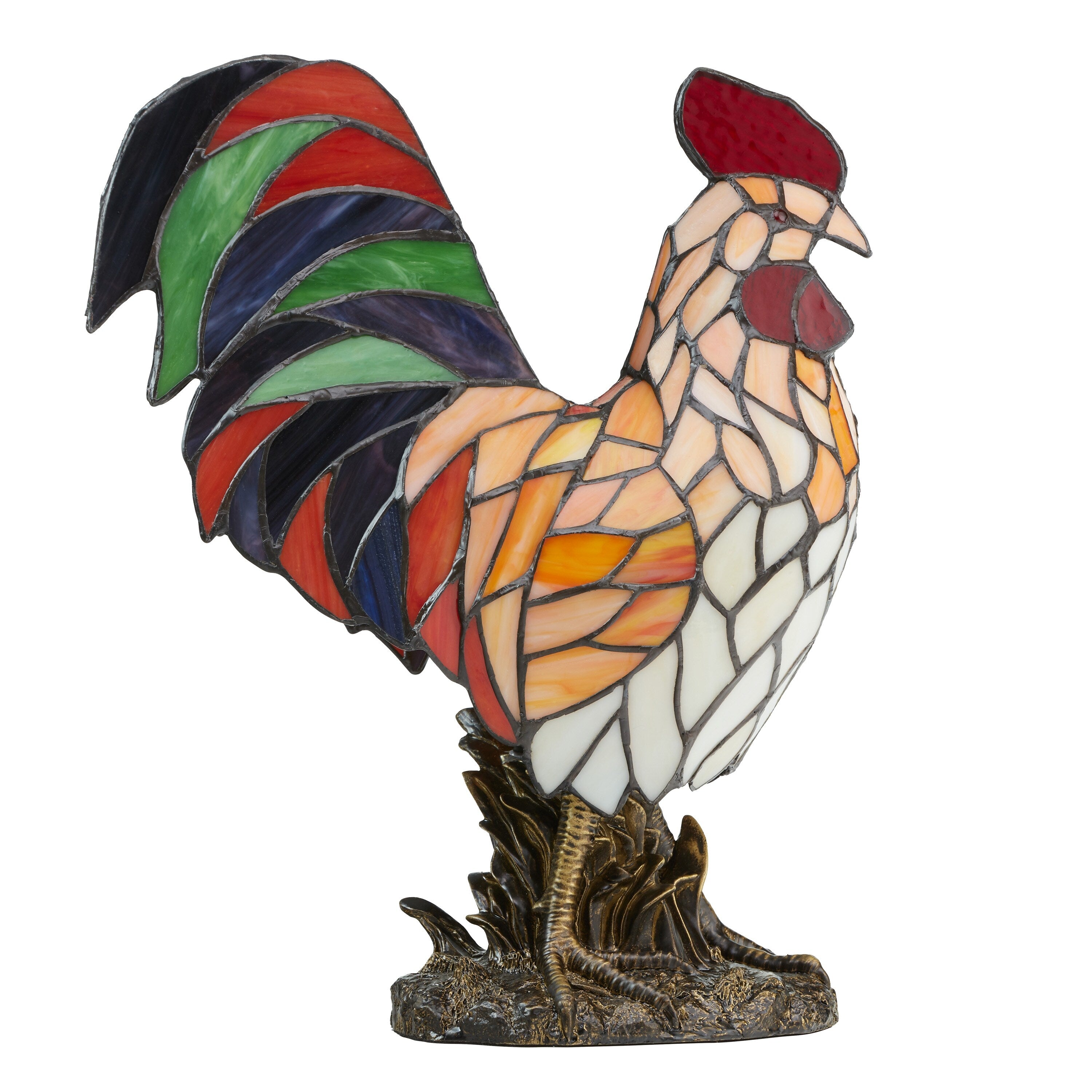 The Gray Barn Tara Multicolor Resin 15.5-inch Rooster Stained Glass Accent Lamp - 12.5L x 7.0W x 15H