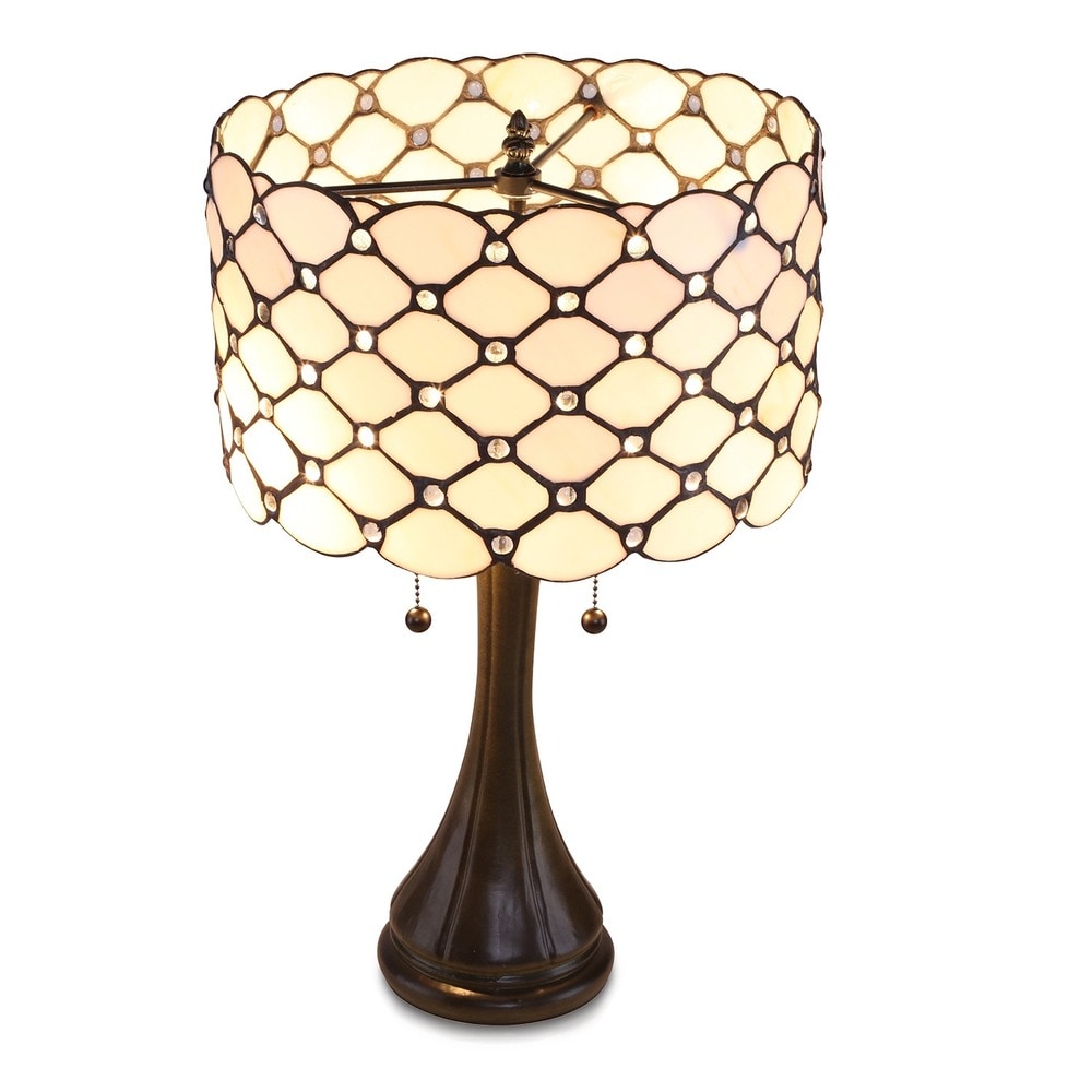 Tiffany-style 2-light Jeweled Table Lamp