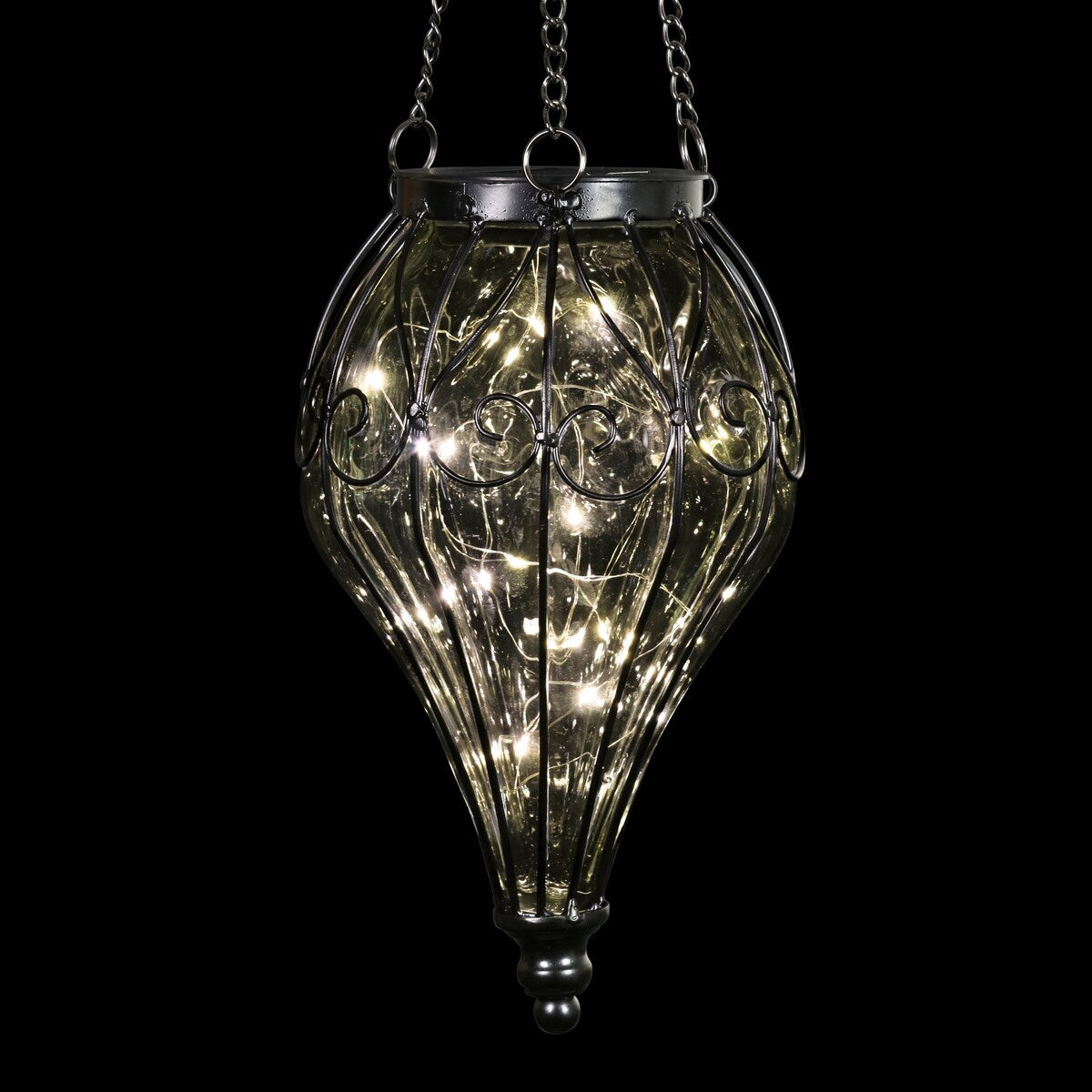 Exhart Solar Clear Glass Hanging Lantern, 6.5 by 23.5 Inches