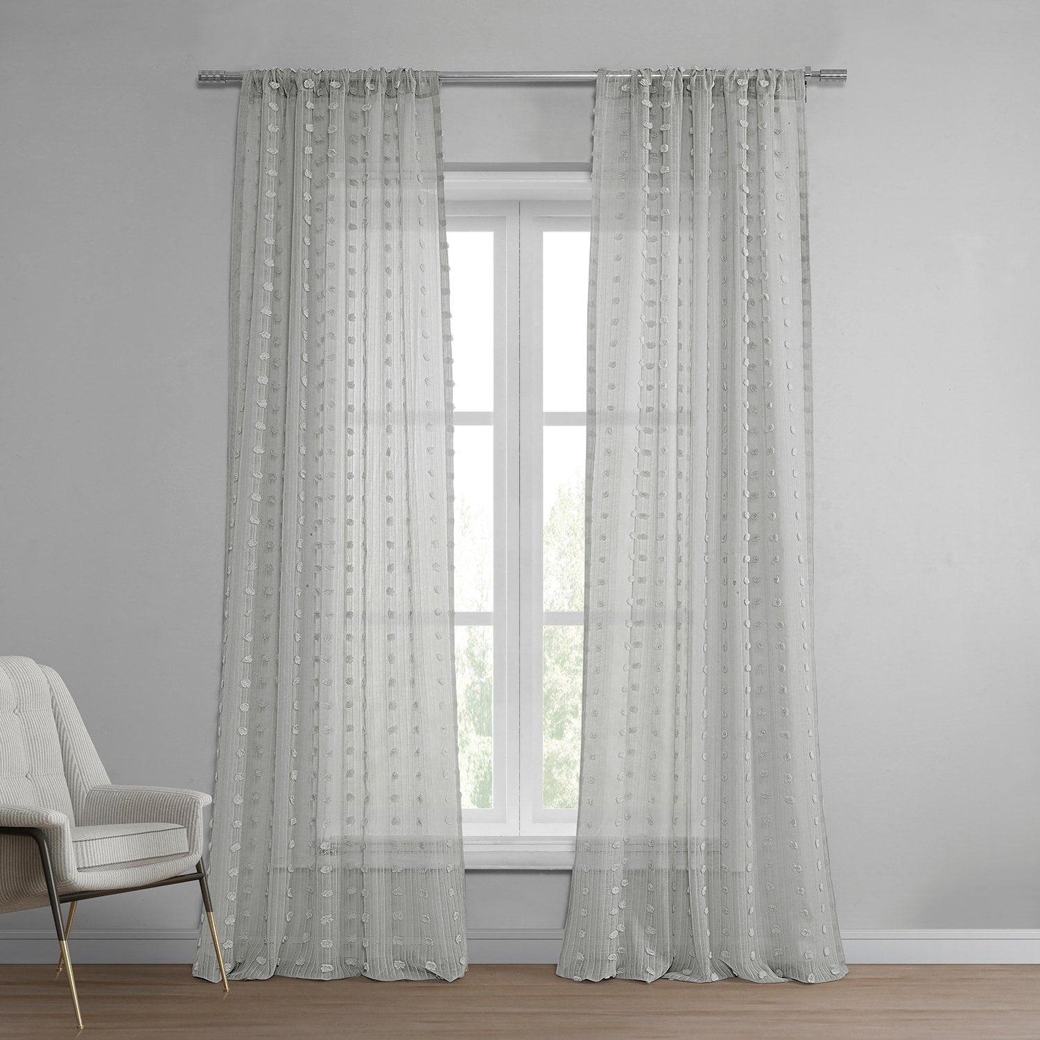 Exclusive Fabrics Strasbourg Dot Patterned Faux Linen Sheer Curtain (1 Panel)