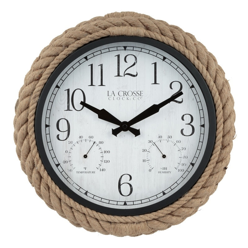 La Crosse Clock 14 Rowan In/Outdoor Rope Quartz Wall Clock