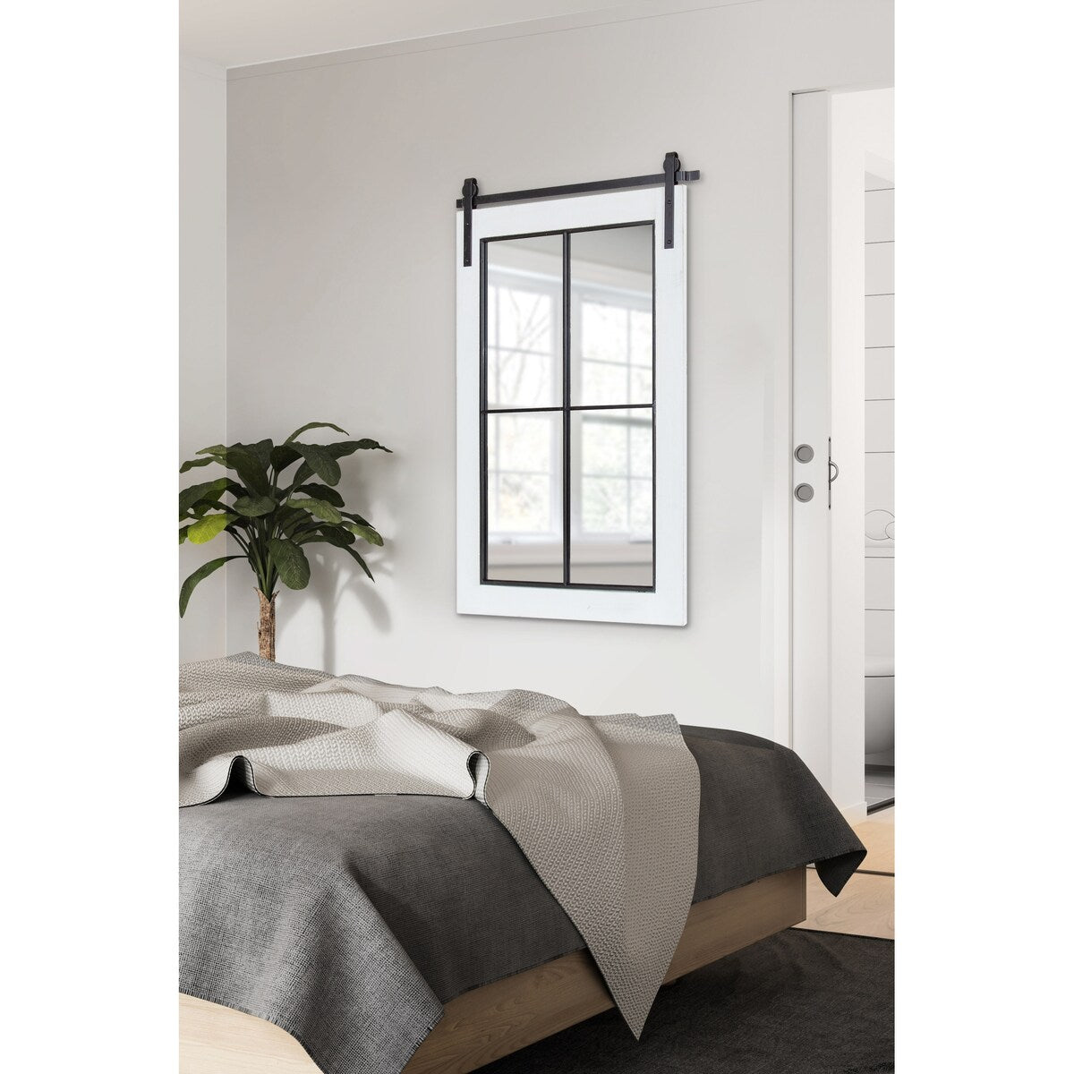 Kate and Laurel Cates Windowpane Framed Wall Mirror