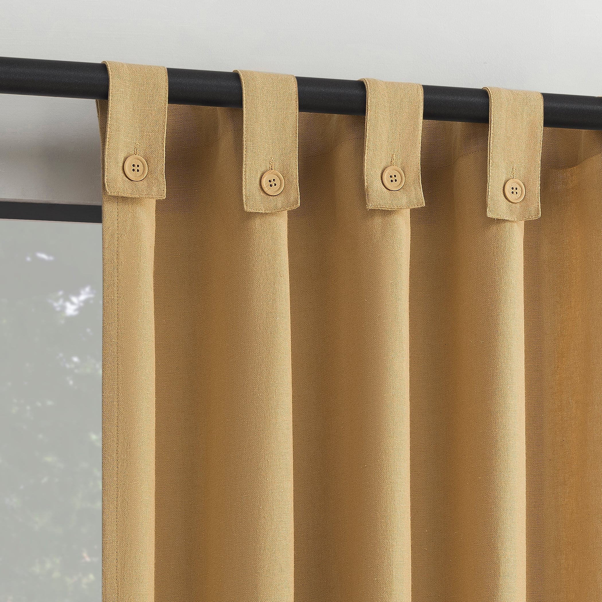 Archaeo Cotton Blend Button Tab Top Curtain, Single Panel