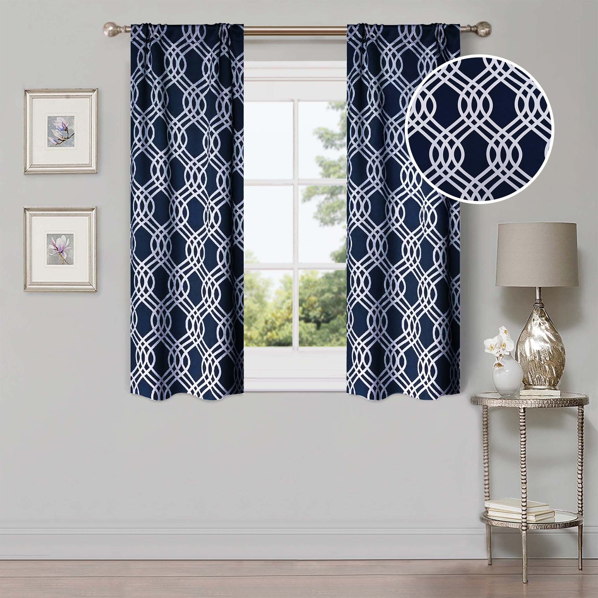 Superior Ribbon Washable Room Darkening Curtains, Set of 2 Panels