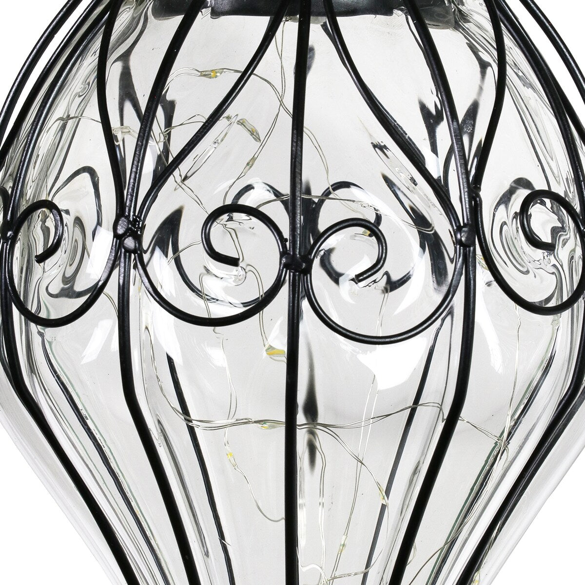 Exhart Solar Clear Glass Hanging Lantern, 6.5 by 23.5 Inches