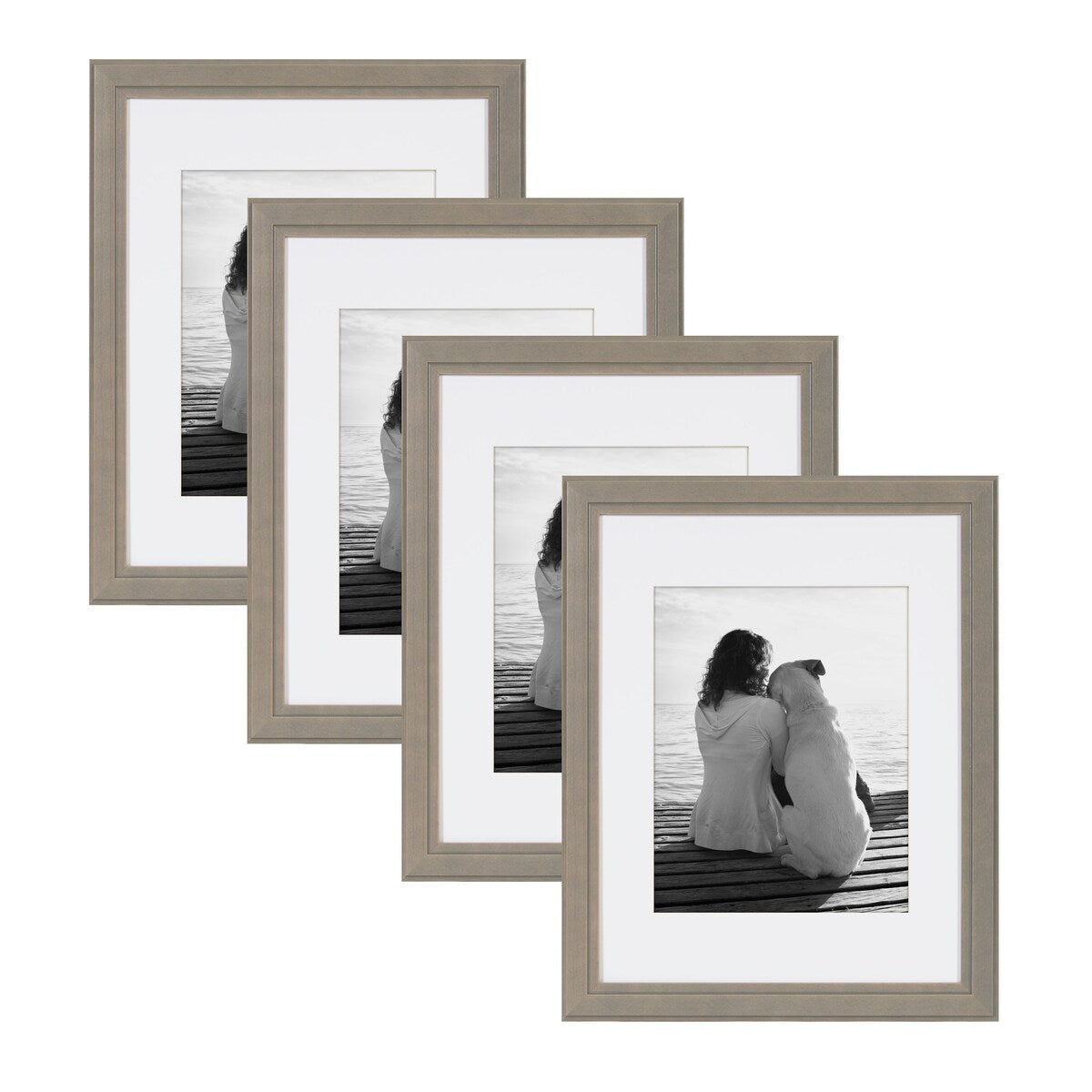 DesignOvation Kieva 11x14 matted to 8x10 Wood Picture Frame, Set of 4