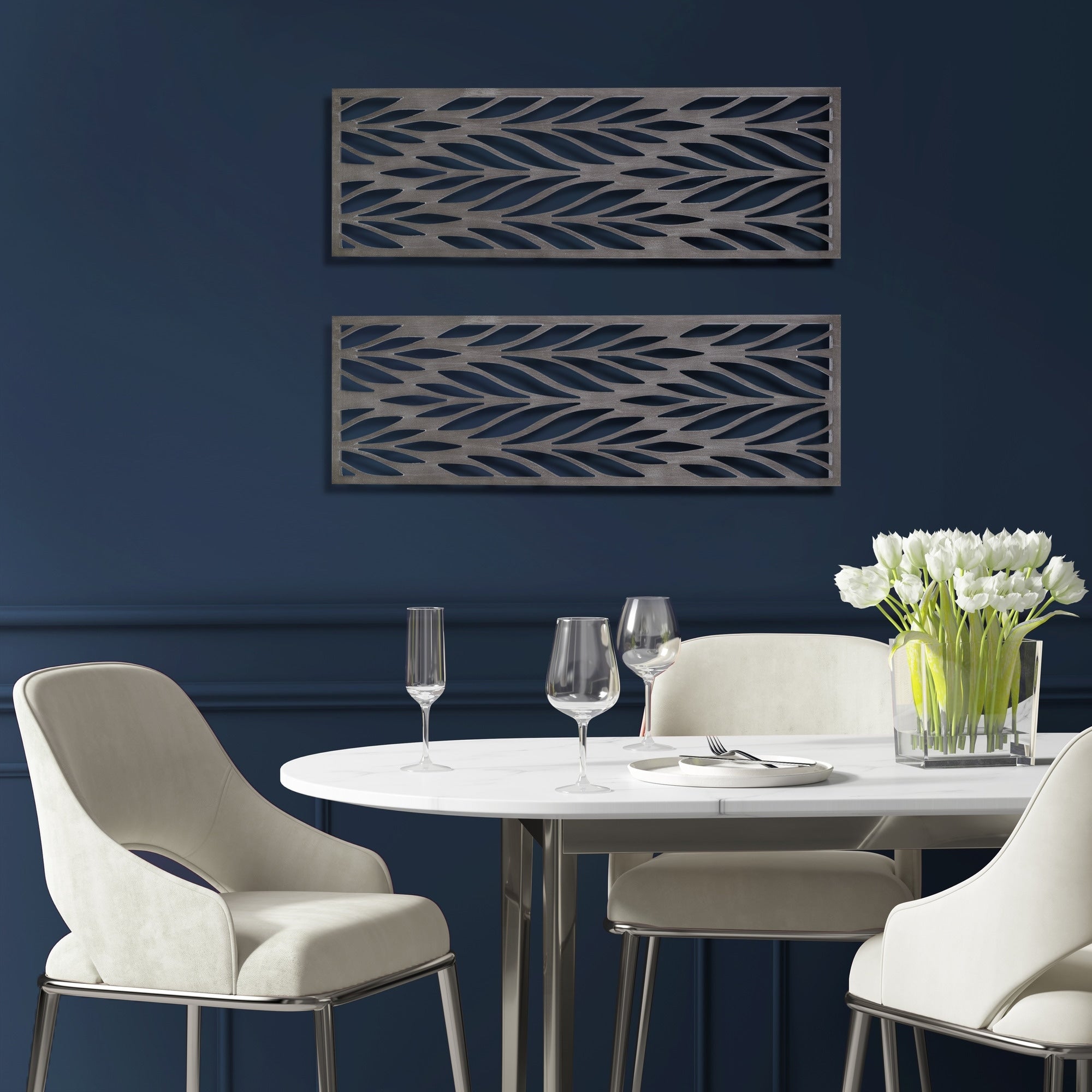 Madison Park Florian Grey Laser Cut Wood 2-piece Panel Wall Decor Set