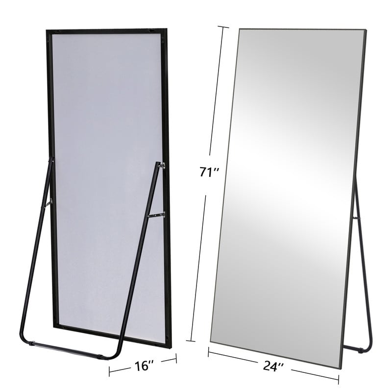 Modern Glam Rectangular Full-length Floor Mirror Wall Mount for Living Room