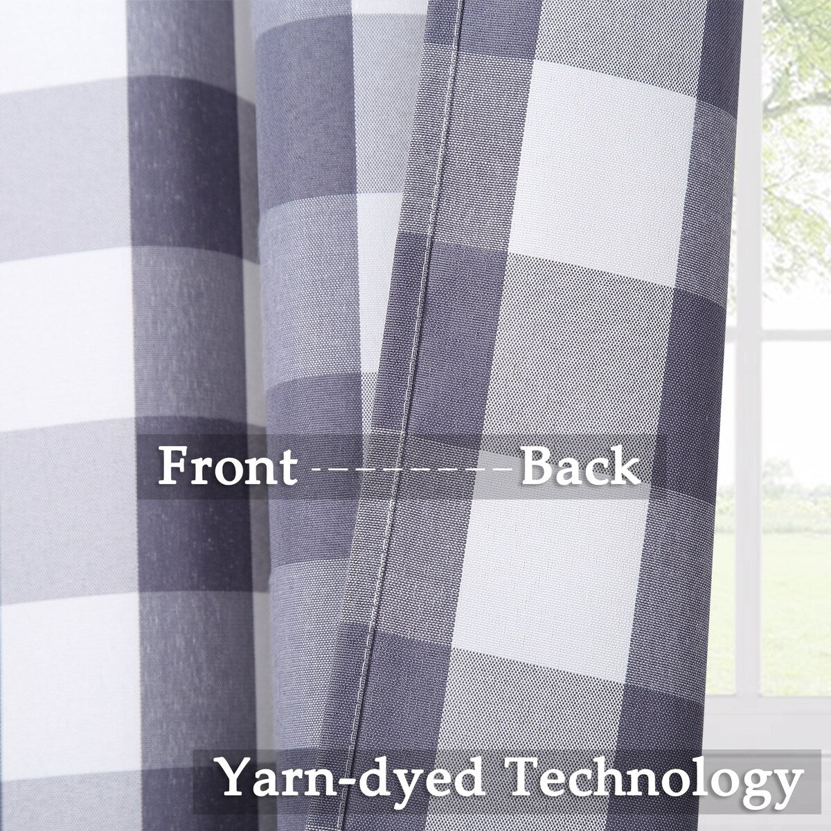 Garvee Buffalo Checker Plaid Curtain Yarn Dyed Fabric Light Filtering Drapes, 2 Panels