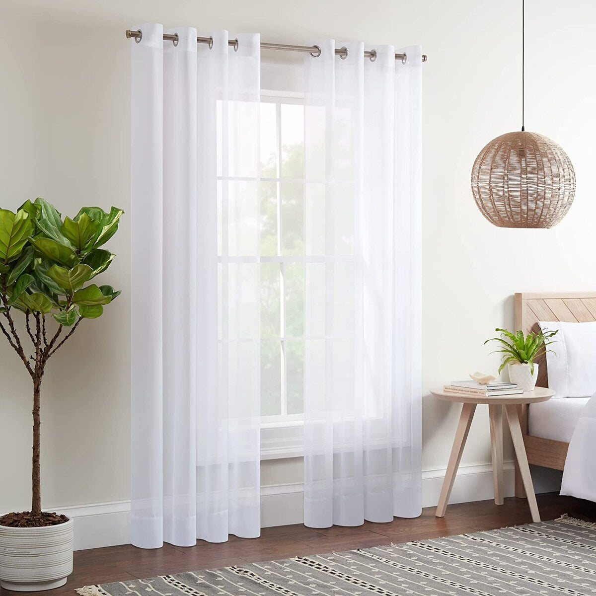 Eclipse Calia Modern Sheer Voile Light Filtering Grommet Curtains (2 Panels)