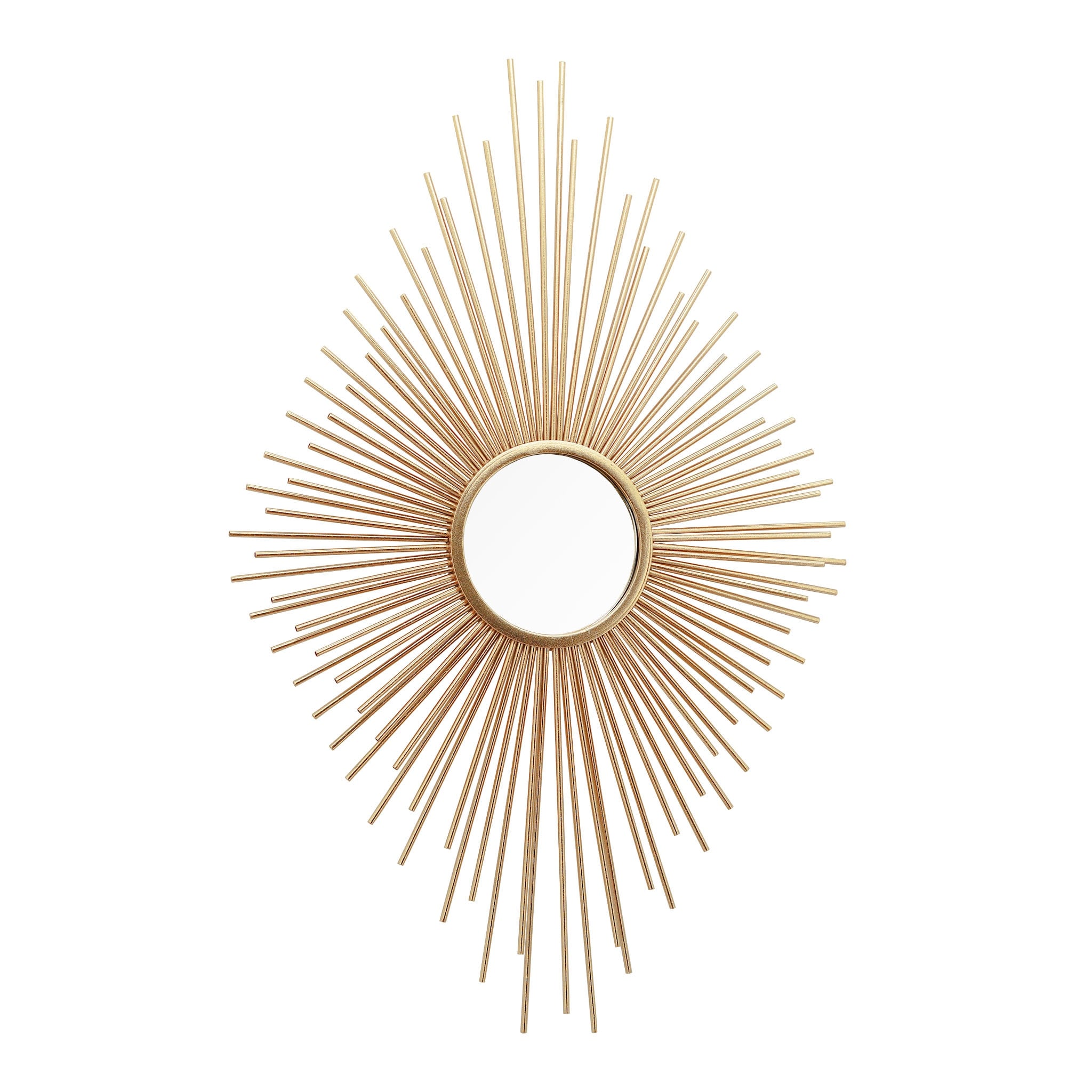 Metal Sunburst Wall Mirror, Diamond Shaped Champagne Gold Wall Mirror