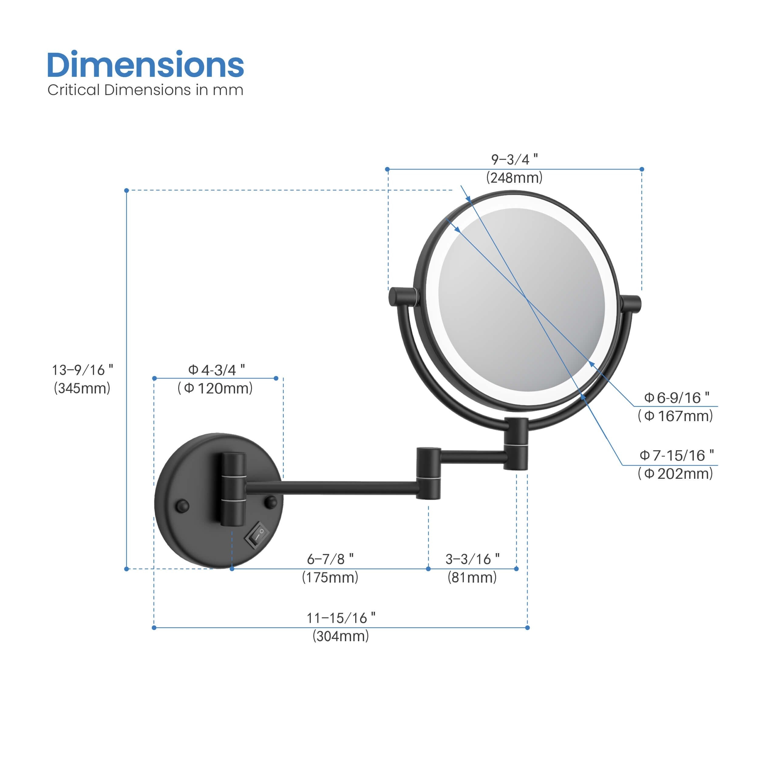 Circular LED Wall Mount Magnifying Make Up Mirror