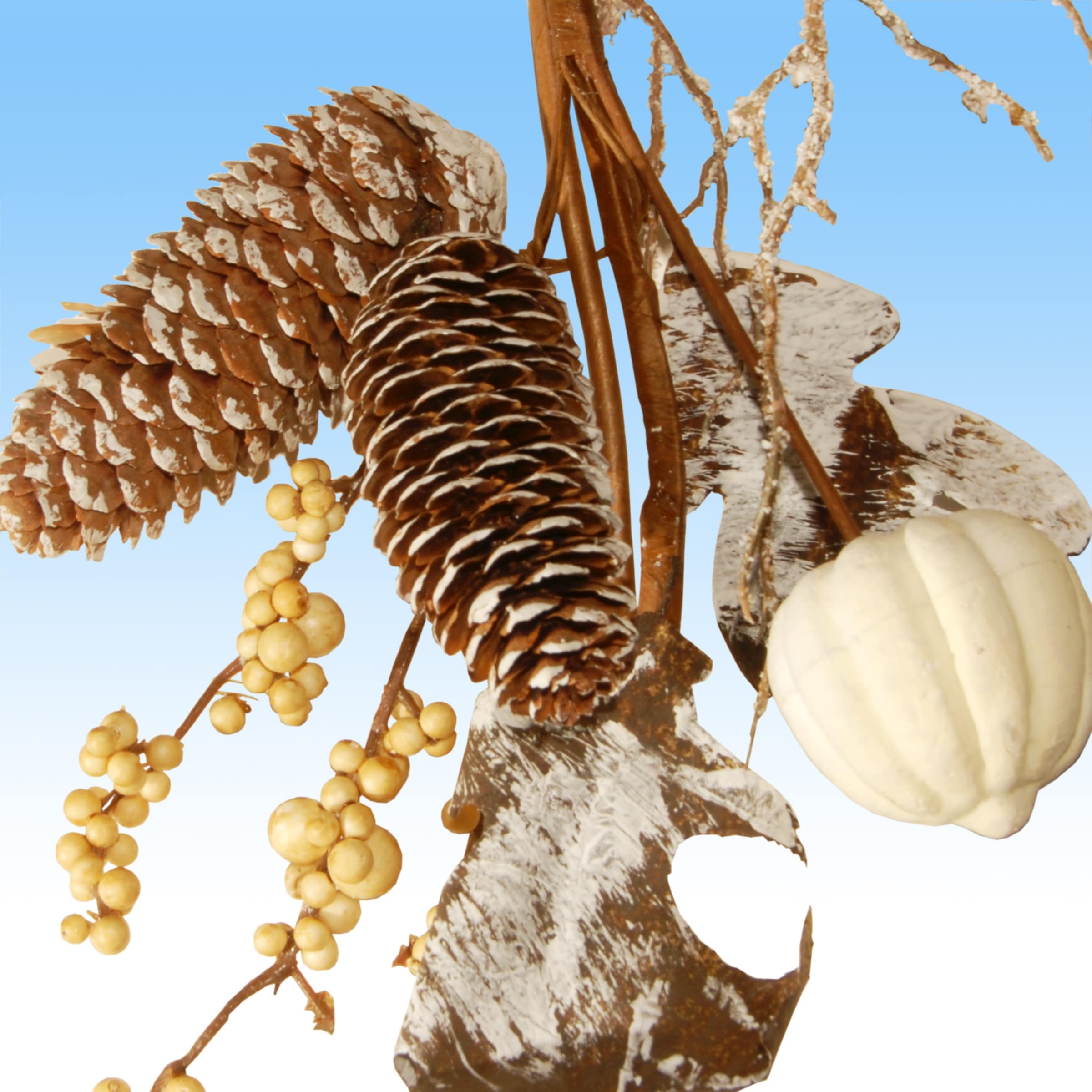 National Tree Company Artificial Autumn White Garland with Pumpkins, Gourds, Maple Leaves, Pinecones, 6 feet - 6 ft