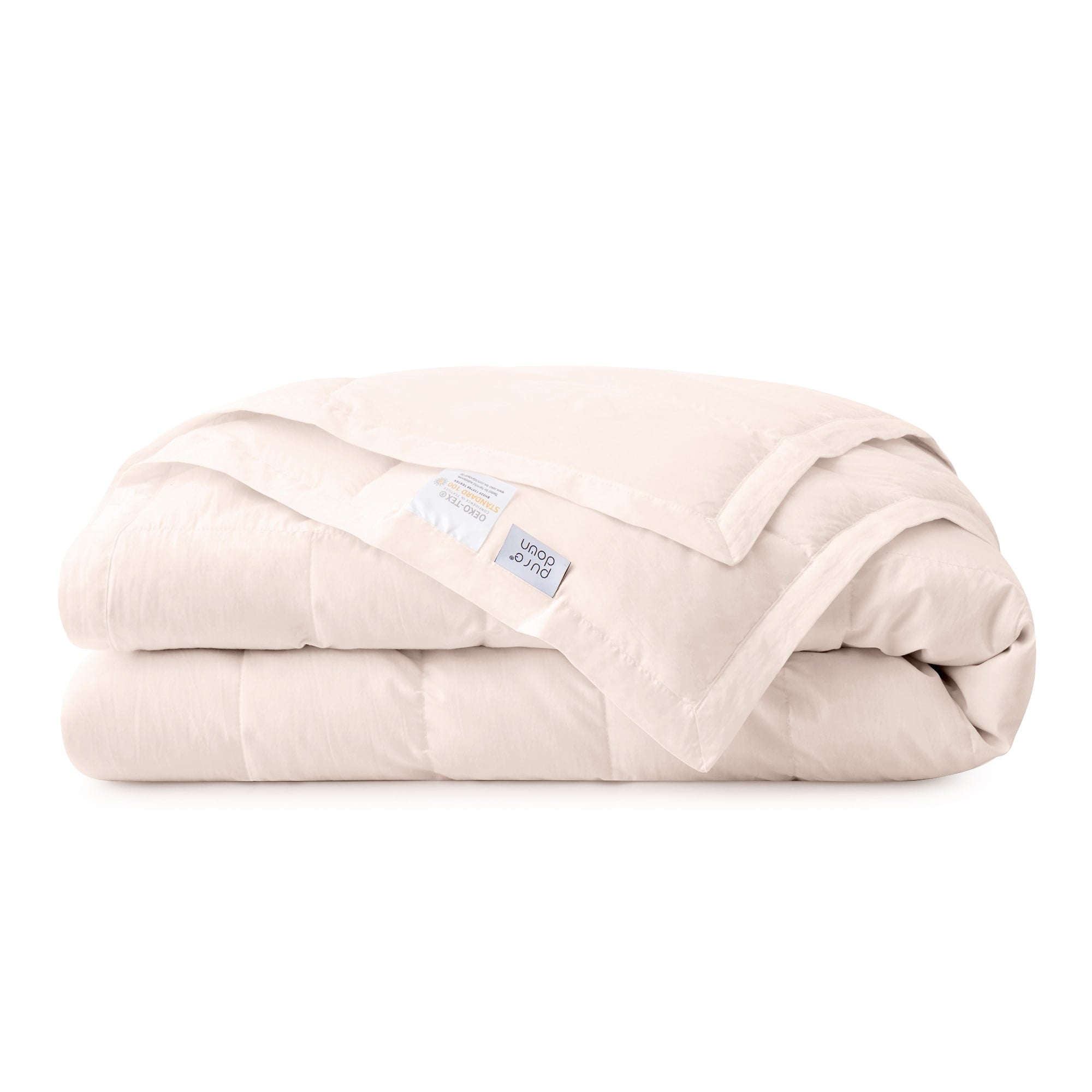 Luxurious White Down Blanket with Satin Trim, Tencel Comforter for All-Season