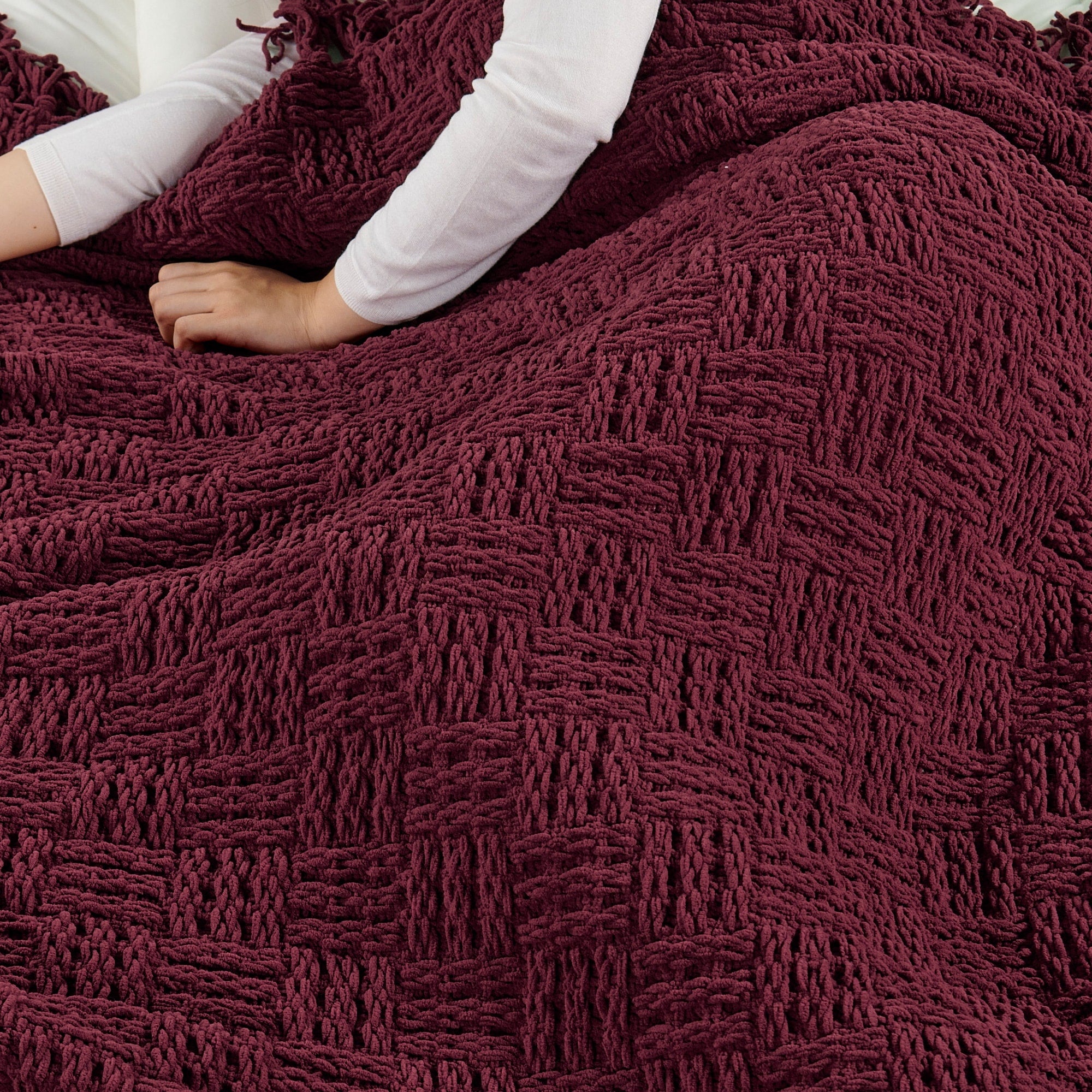 Cable Knitted Couch Cover Throw Blanket