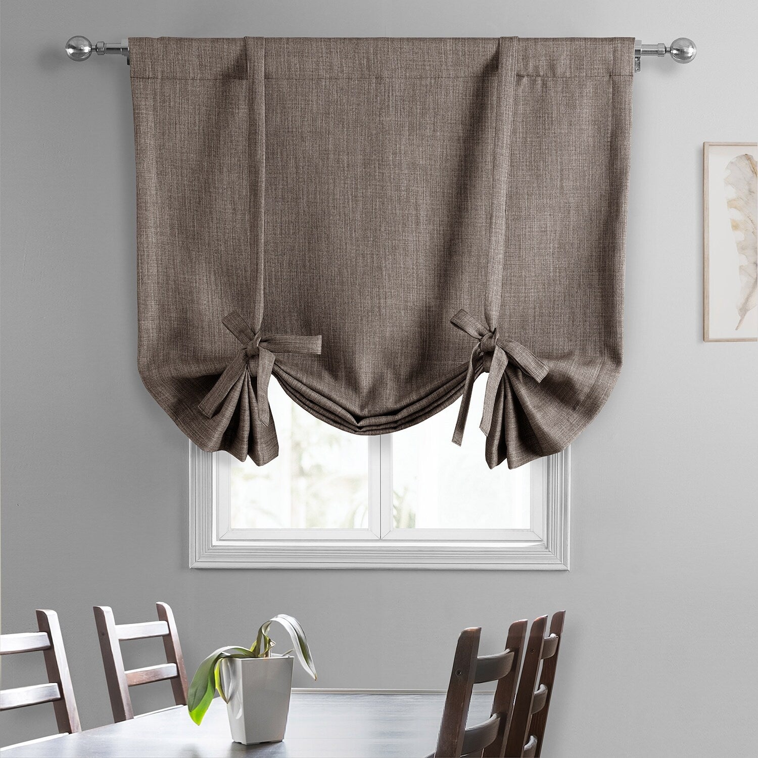 Exclusive Fabrics Faux Linen Room Darkening Tie-Up Window Shade (1 Panel)