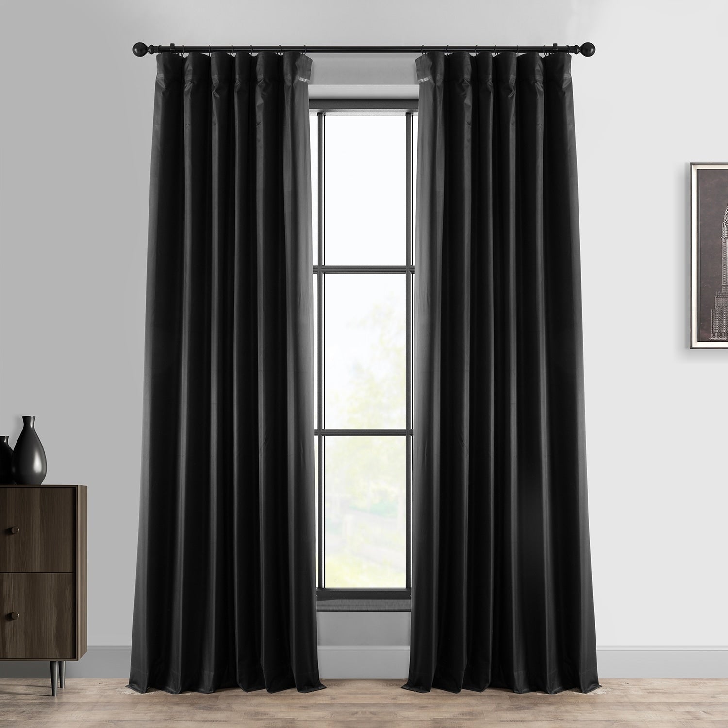 Exclusive Fabrics Essential Polyester Solid Blackout Curtains - Thermal Insulated Window Curtains Rod Pocket (Single Panel)