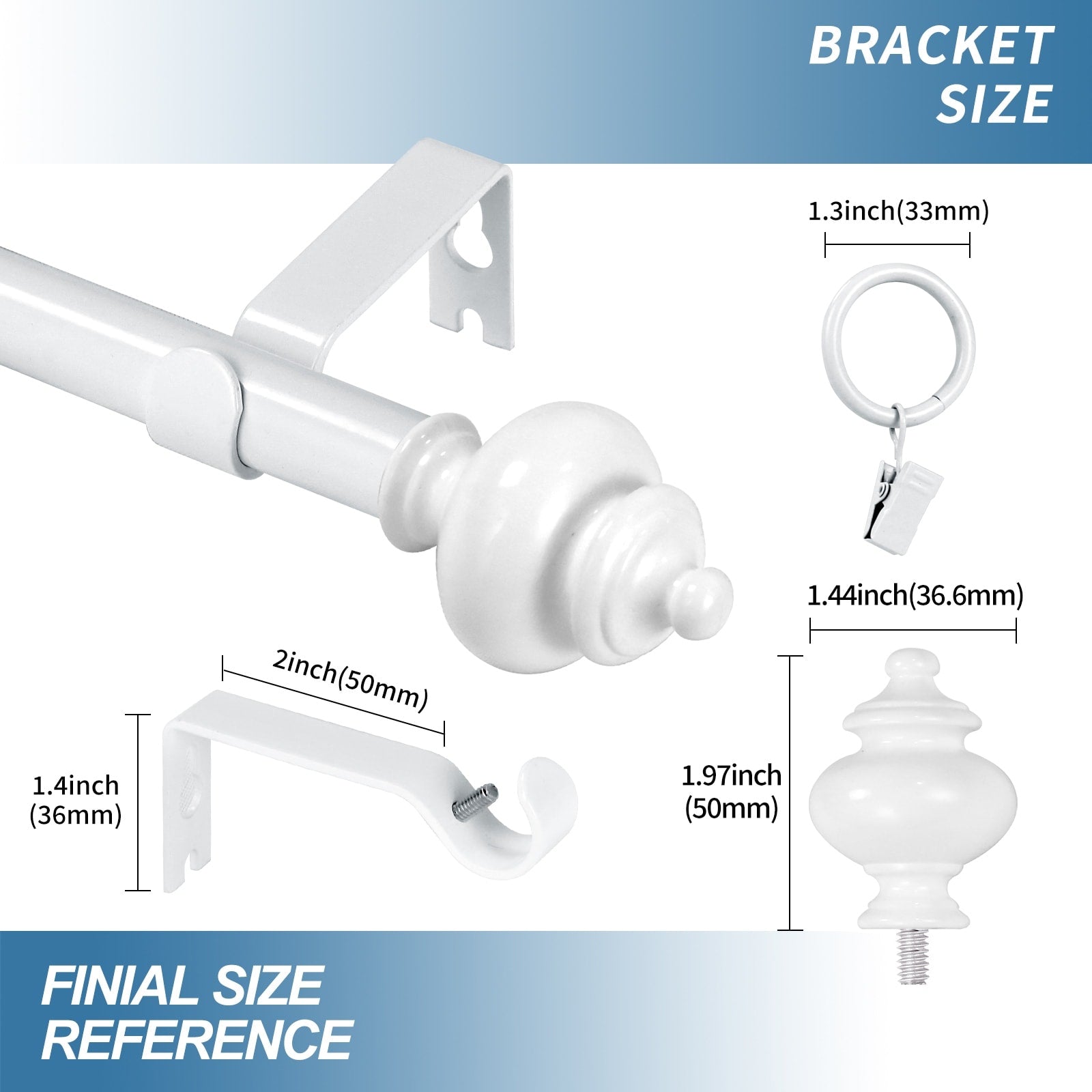 Modern Window Drapery Curtain Rod Set with 8 to 24 Rings